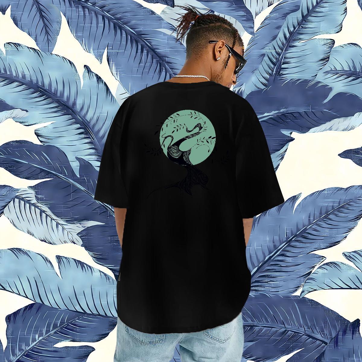 Fashion Design T-Shirts for Men 100% Cotton 230g tree Street wear Hip Hop Tops Shirt Pure Cotton Loose Fit Tshirts White Plus Size