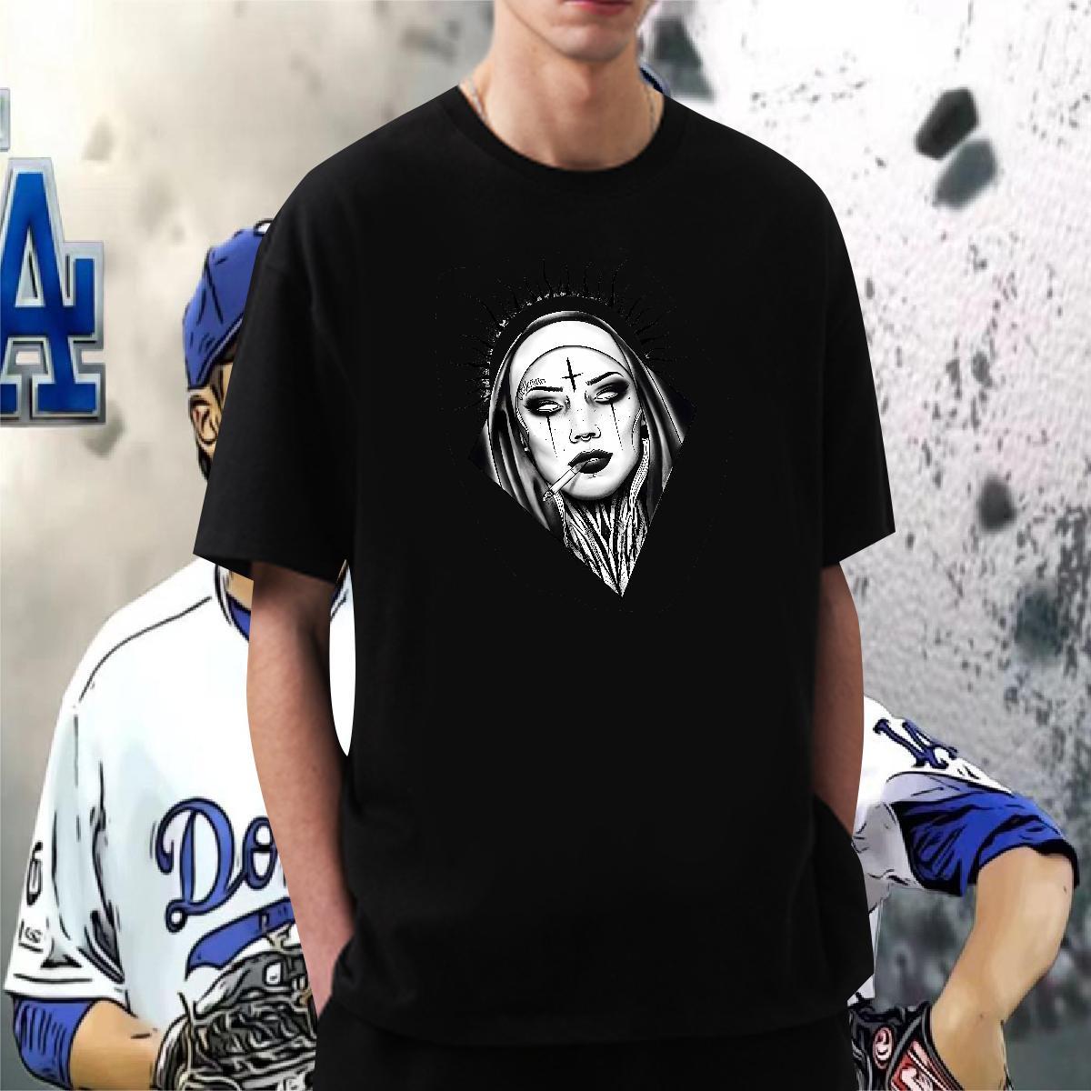 T-Shirts for Men 230g 100% Cotton nun Street wear Hip Hop O-Neck Short Sleeve White Plus Size Tshirts 2024 New Cool Tops