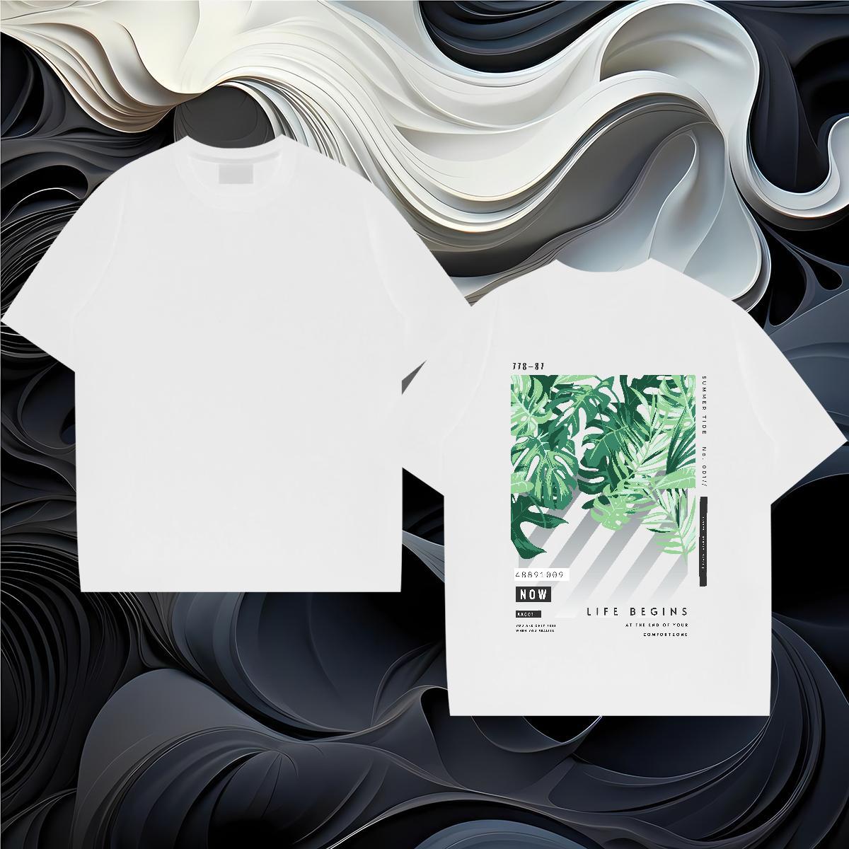 Designer T-Shirts for Men 230g Pure Cotton tree Street Casual Clothings O-Neck Short Sleeve Brand Men Clothes T-Shirt DIY Printed