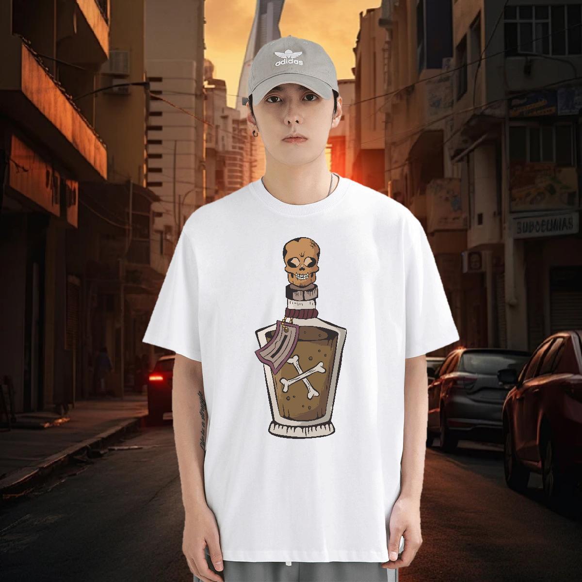 T Shirts Men 100% Cotton 230g bottle Daily Outfit Crew Neck Floral Print Men Tshirts 2024 DIY Popular Tops Shirt