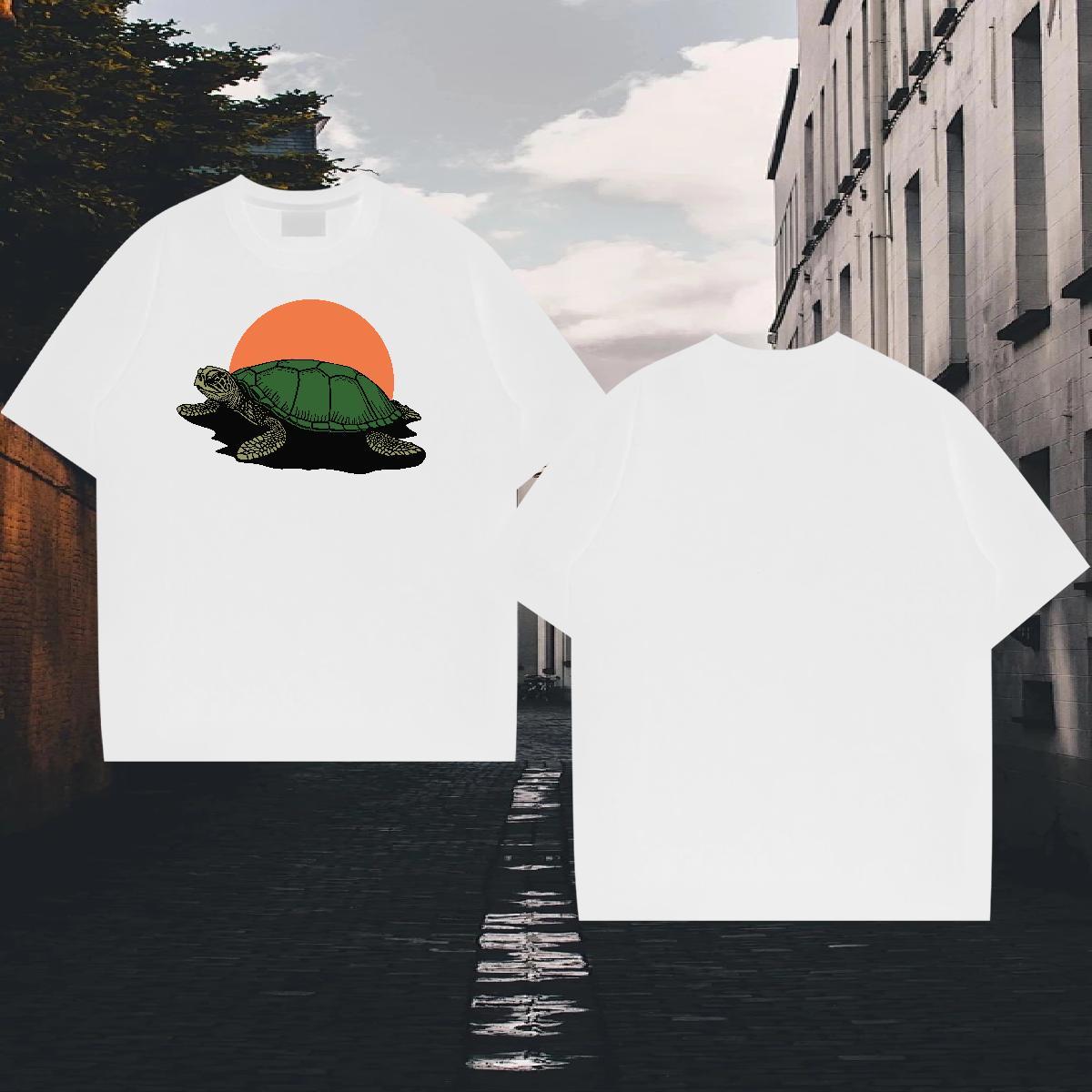 New Arrival T Shirts Men 230g 100% Cotton tortoise Outdoor Wear Crew Neck Breathable TOP Quality Men Tshirts Floral Print