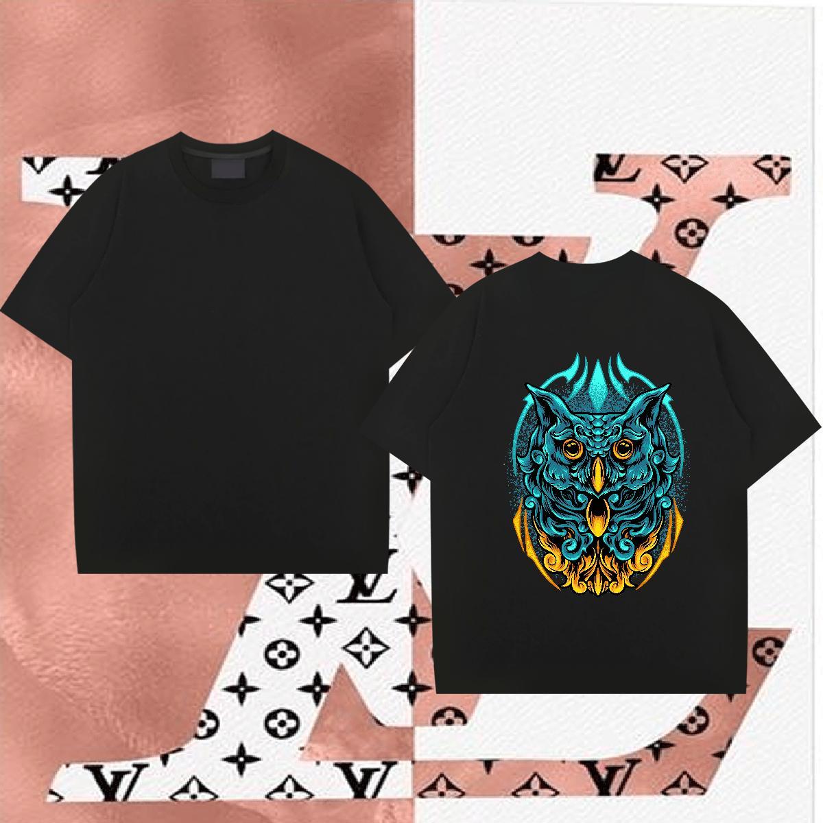 2024 Summer Men T Shirts 230g Pure Cotton eagle Street Casual Clothings Breathable TOP Quality Men Tops Tees Cartoon Print