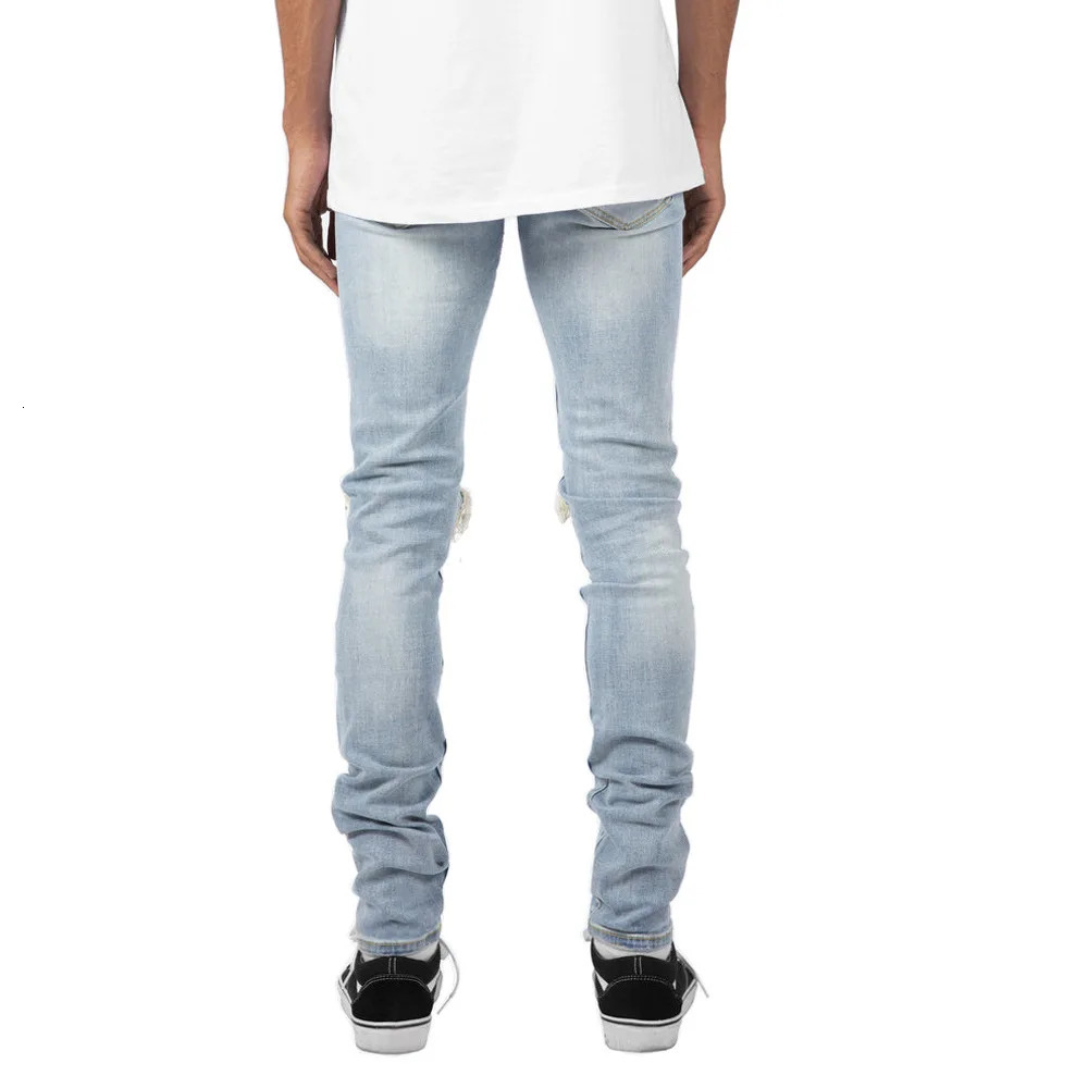 Hole Ripped Men Jeans Fashion Skinny High Street Jeans 240824