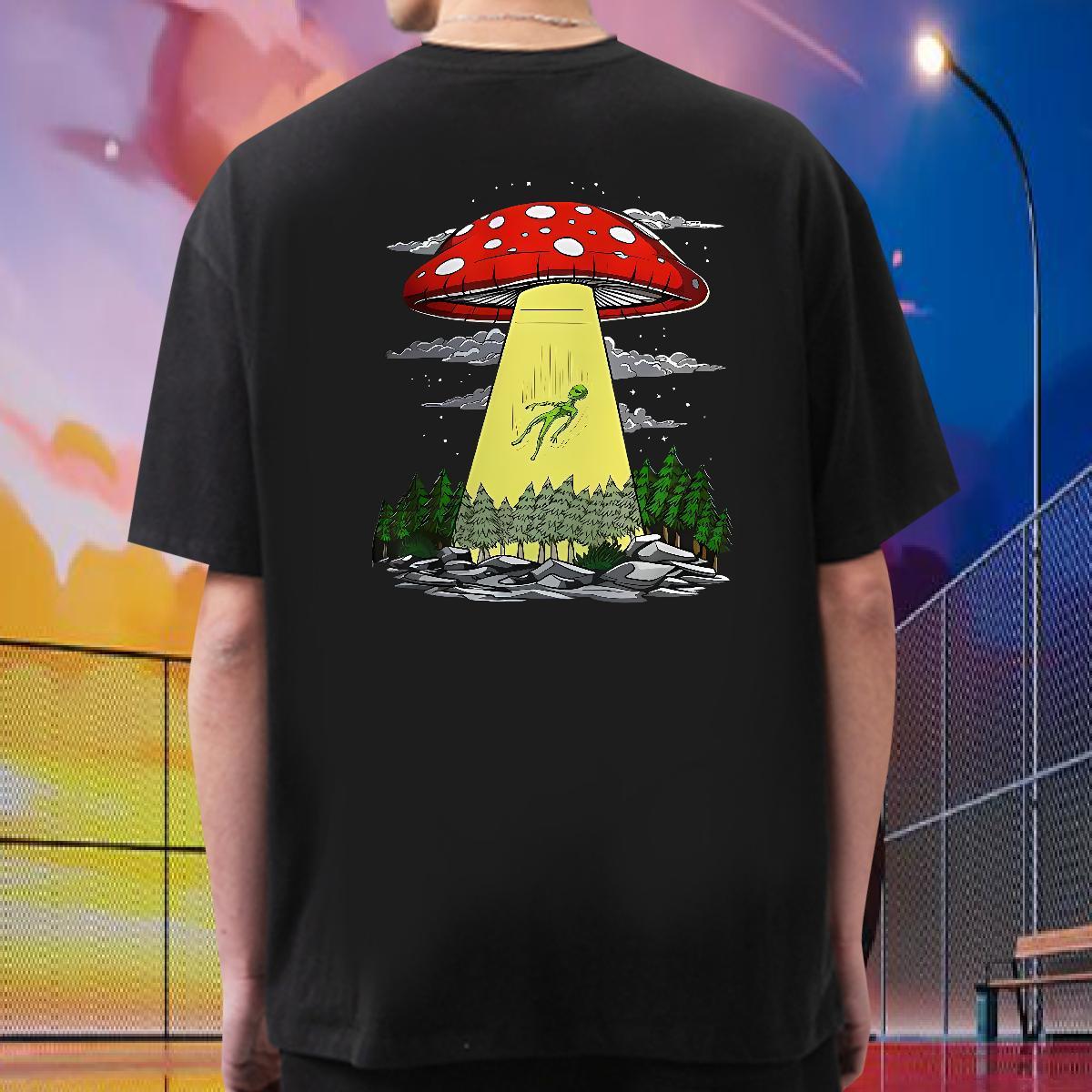 New Arrival T Shirts Men 230g Cotton mushroom Summer Casual Tshirts Breathable Cool Mens Tshirts Asian Size