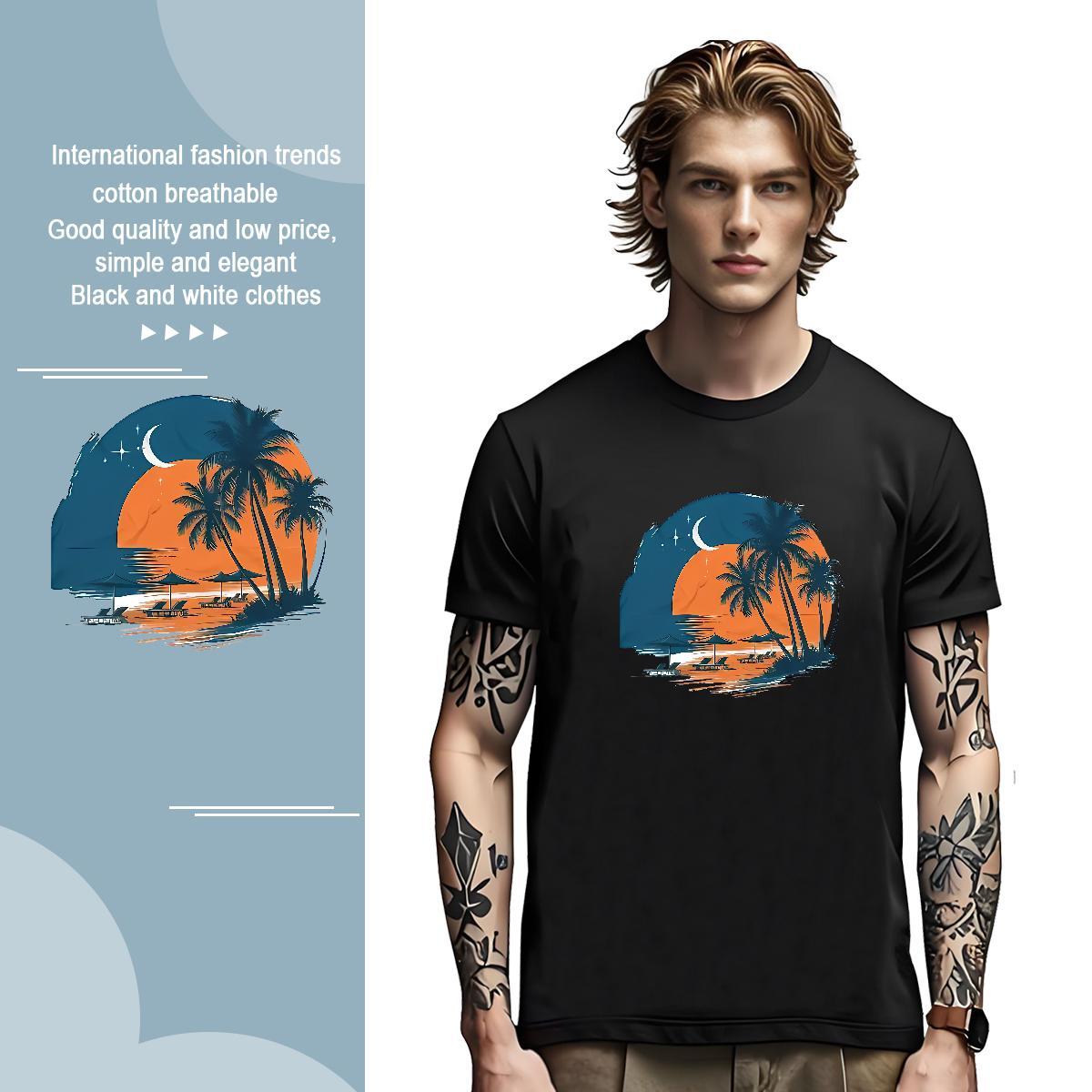 T-Shirts 230g Cotton tree Street Wear Crew Neck Breathable Black Oversized Men Clothes T-Shirt Fashion Designer Classic Tee Shirt