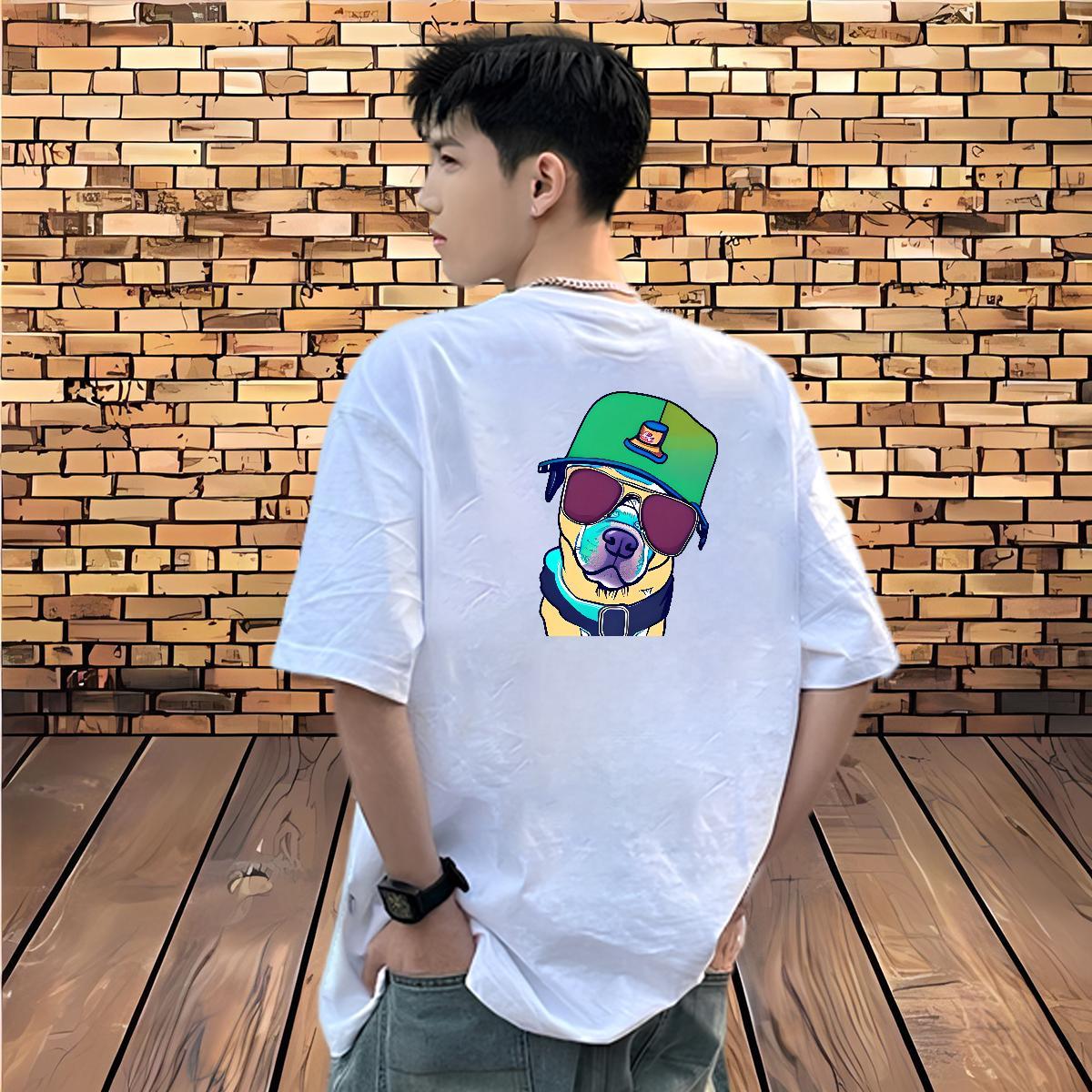 Designer Fashion T-Shirts for Men 230g Cotton dog High Street Hip Hop Clothings Short Sleeve Soft Cool Design Men Clothes T-Shirt Oversized 3XL 4XL