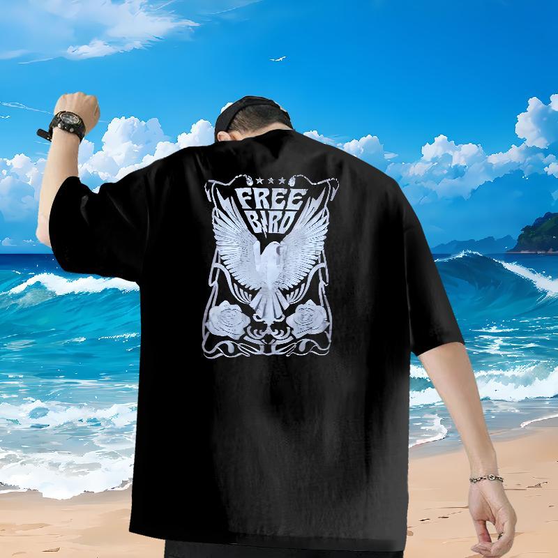 Stylist T Shirts Men 230g 100% Cotton cool Casual Tops Shirt O Neck Short Sleeves Cool Tshirts Plus Size Cartoon