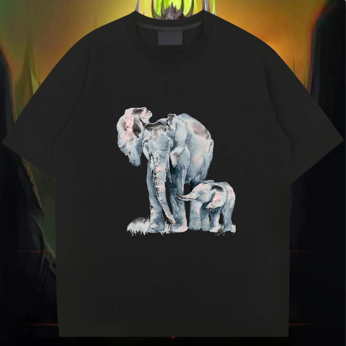 Fashion Design T-Shirts 230g Cotton Elephant Casual Beach Tops Shirt Breathable Short Sleeve Classic Men Tshirts Oversized