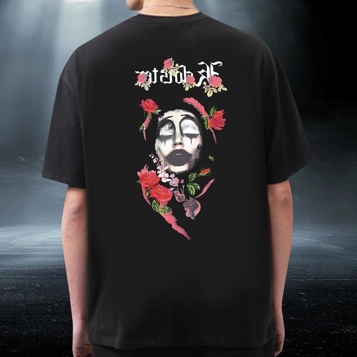 Classic T-Shirts for Men 100% Cotton 230g flower Hip Hop Street Top Tees Breathable Short Sleeve Popular Men Tshirts Oversized