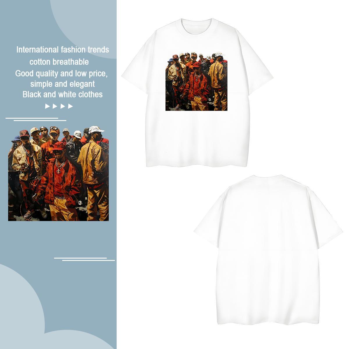 Mens T Shirts 100% Cotton 230g character Sports Casual Round Neck Short Sleeve Custom Printing Tshirt for Man Woman Stylist Loose Fit Wear