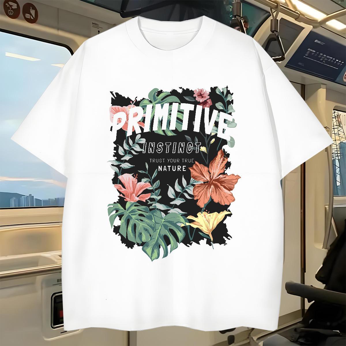 Designer Fashion T-Shirts for Men 100% Cotton 230g flower Casual Wear Breathable Short Sleeve Comfortable Men Tshirts Oversized 4XL