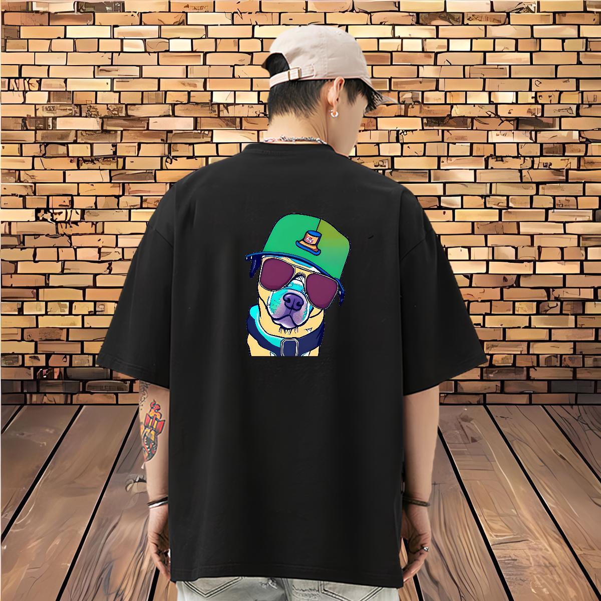 Designer Fashion T-Shirts for Men 230g Cotton dog High Street Hip Hop Clothings Short Sleeve Soft Cool Design Men Clothes T-Shirt Oversized 3XL 4XL