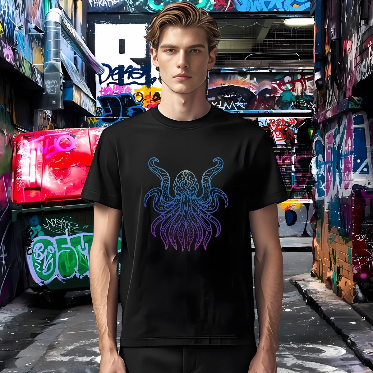New Designer T Shirt For Man 100% Cotton 230g octopus Anime Printing Street Tees O-Neck Short Sleeve TOP Quality Tshirt for Man Woman Custom Anime