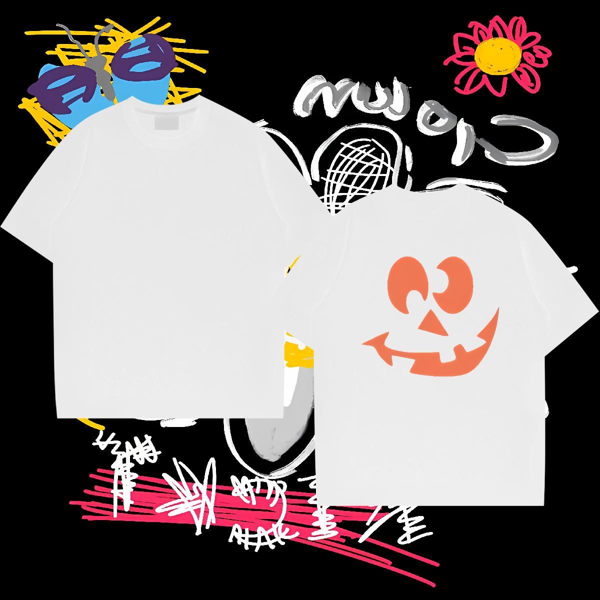 2024 Men T Shirts 100% Cotton 230g pumpkin Hip Hop Tees Round Neck Short Sleeve Loose Tshirt for Man Woman Customized