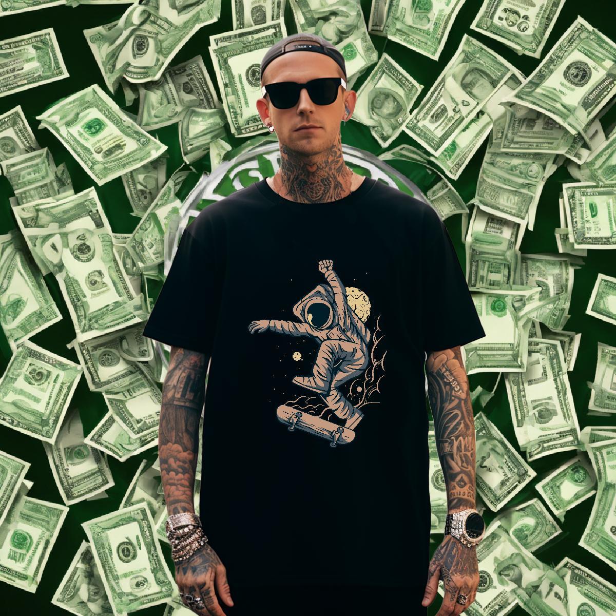 Man T Shirts 100% Cotton 230g universe Street Wear Short Sleeve O-Neck Cartoon Print Men Tshirts 2024 DIY Unisex Top Tees