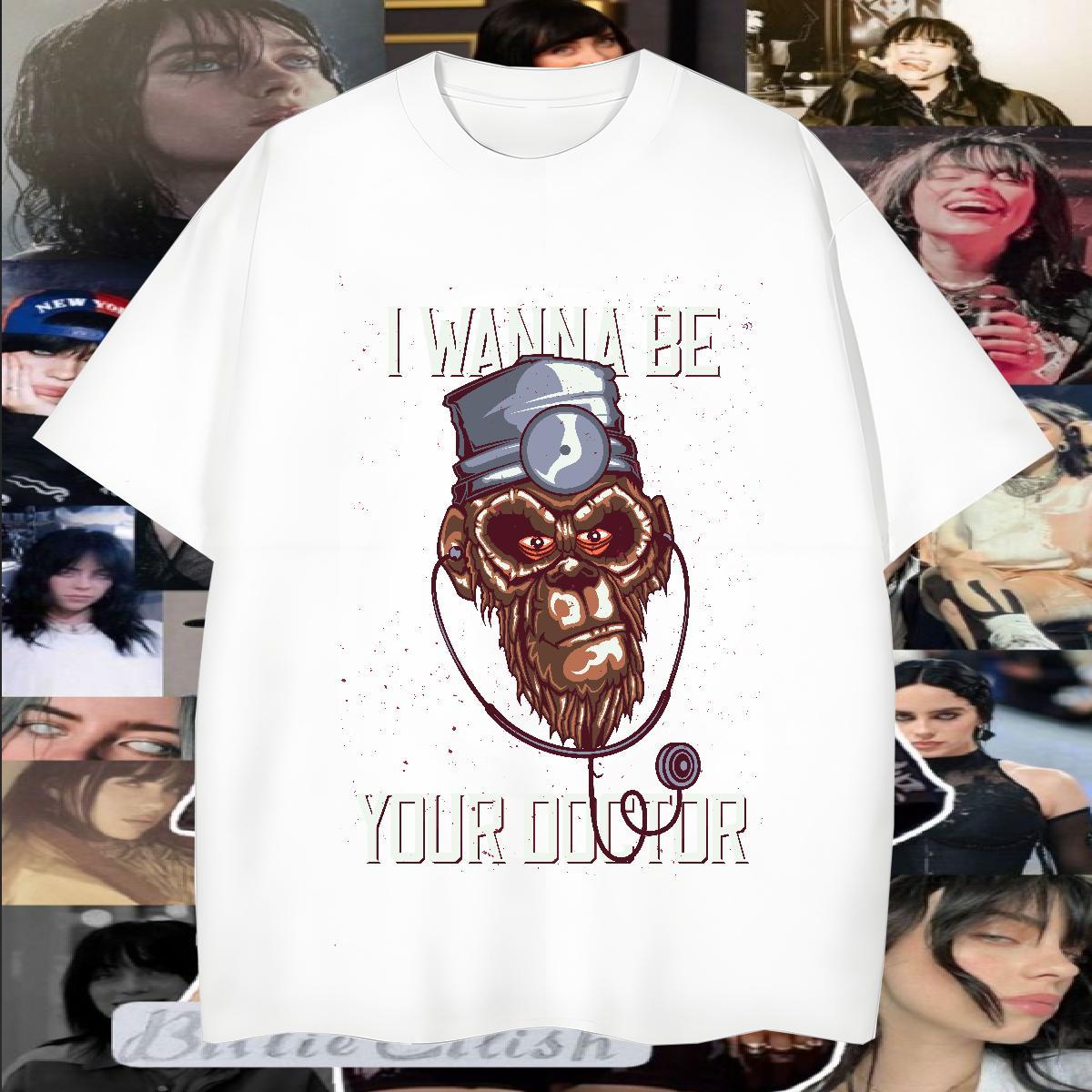 2024 Summer T Shirts Men 230g 100% Cotton chimpanzee Hip Hop Tops Short Sleeve O-Neck Loose Fit Mens Tshirts Custom Print Oversized