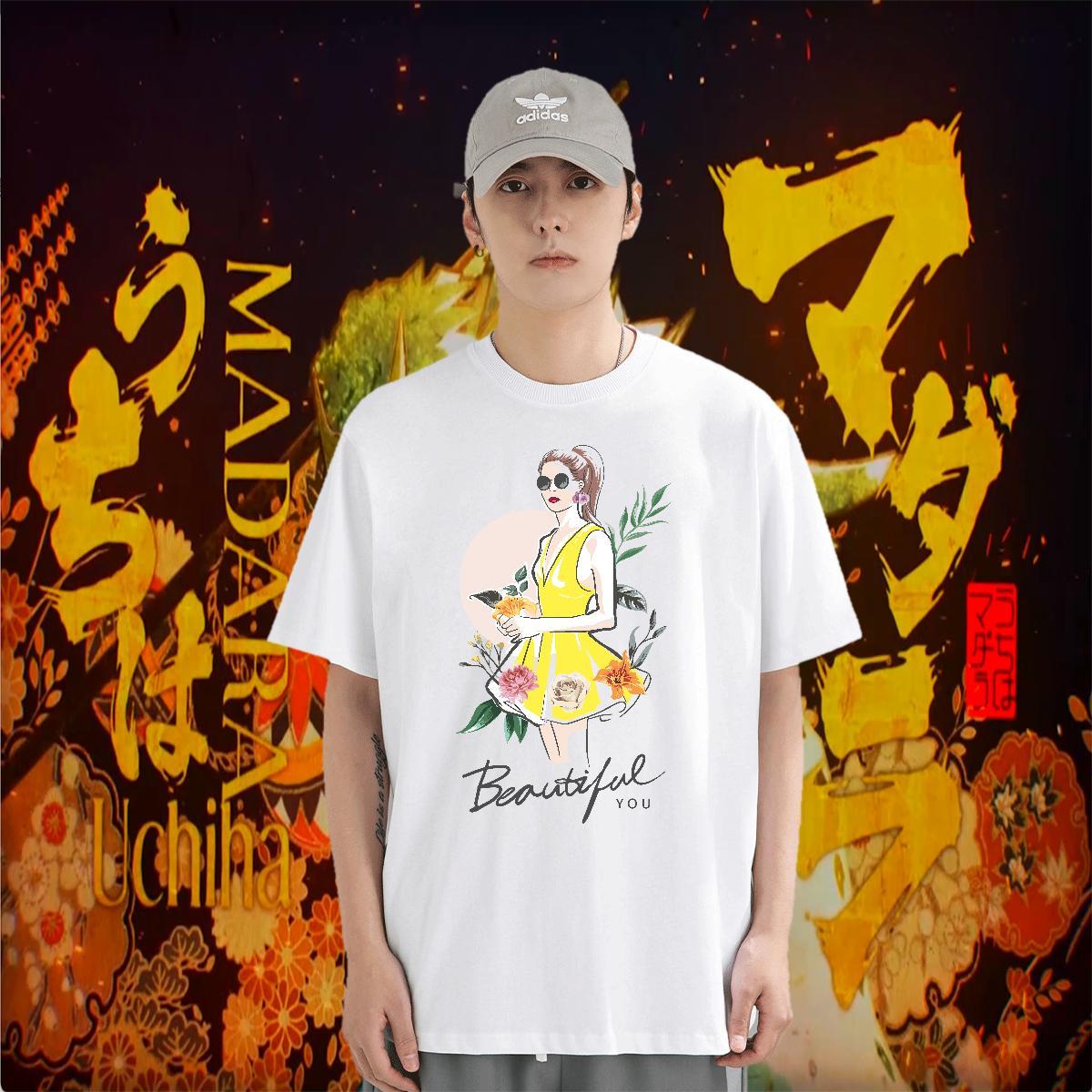 Mens T Shirts 230g 100% Cotton person Hip Hop Breathable Short Sleeve Floral Print Tshirts New Designer Loose Fit Clothes