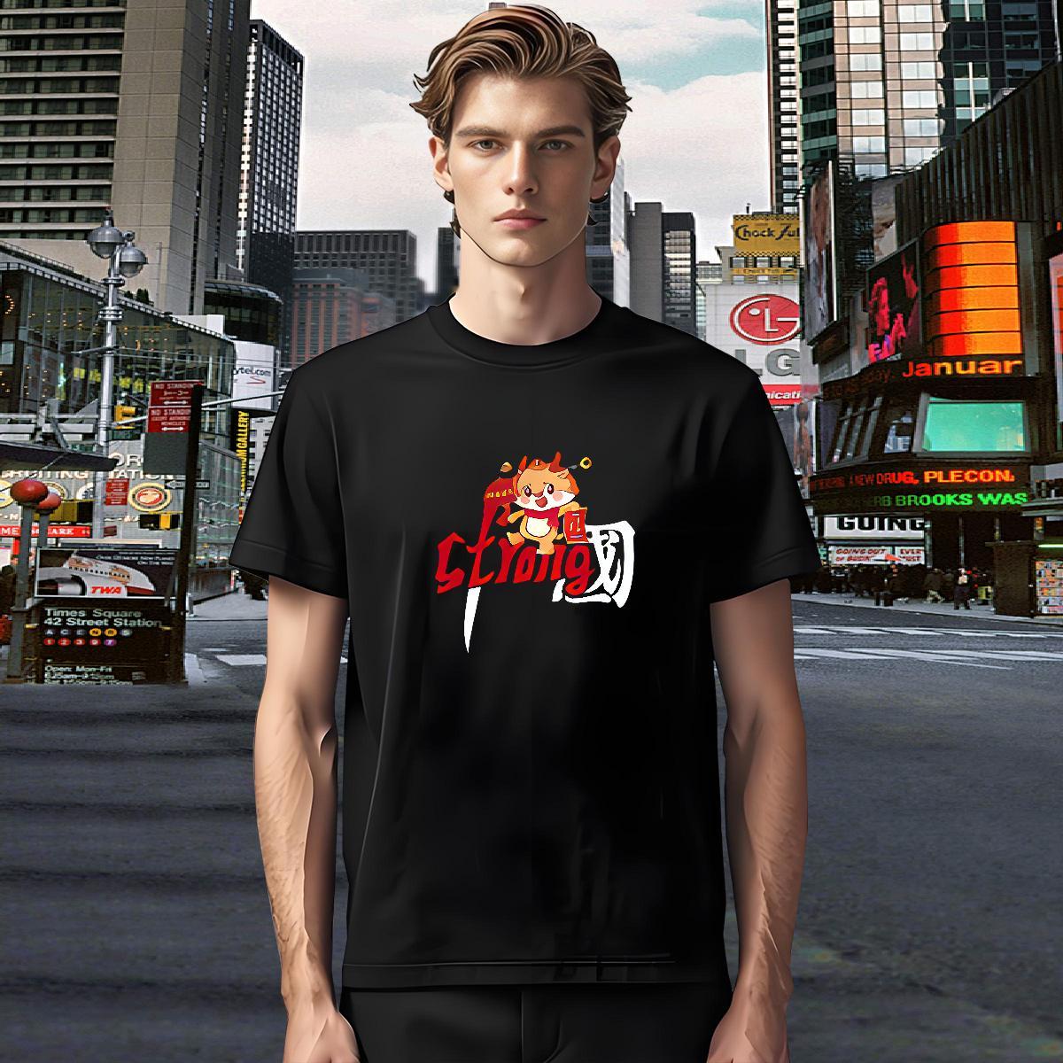 T-Shirts 230g 100% Cotton Cartoon Dragon Street Short Sleeve O-Neck Oversized 4XL Men Tees 2024 DIY Loose Wear