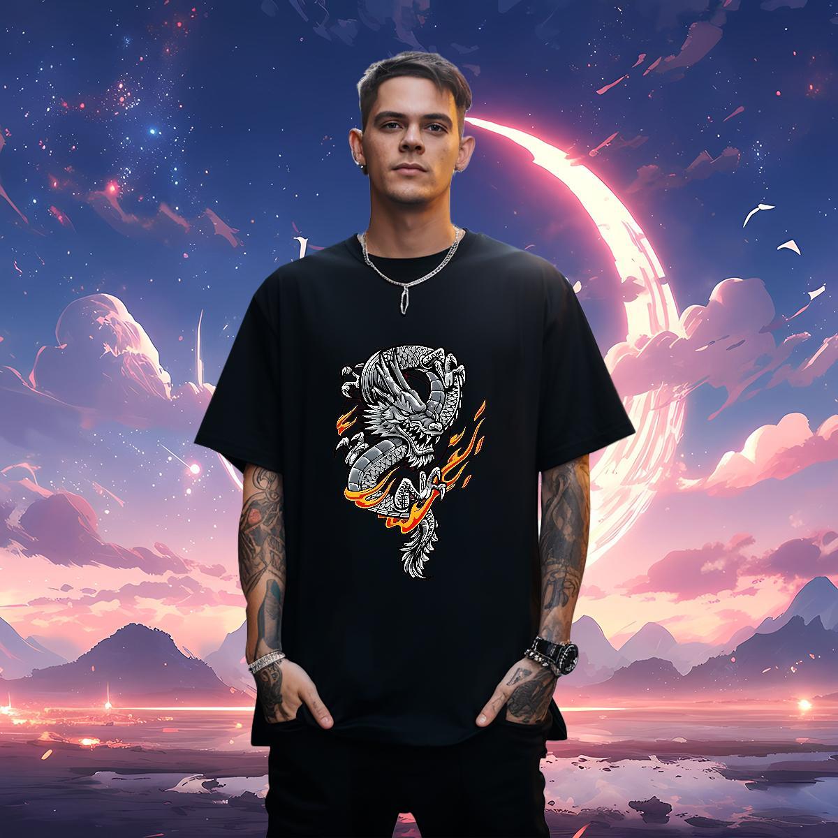 Mens T Shirts 230g Pure Cotton Street Casual Breathable Short Sleeve Plus Size Cartoon Men Clothes T-Shirt Wholesale Comfortable Tshirts