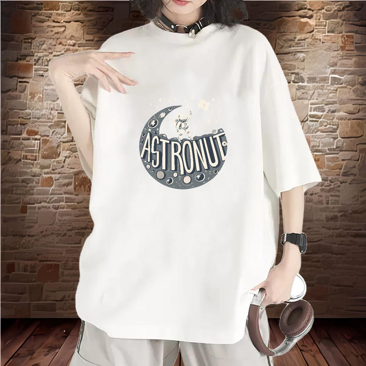 Wholesale T Shirt For Woman Short sleeve Soft Woman Tshirt Cartoon Anime spaceman Home Outdoor 230g Cotton TOP Quality Wear