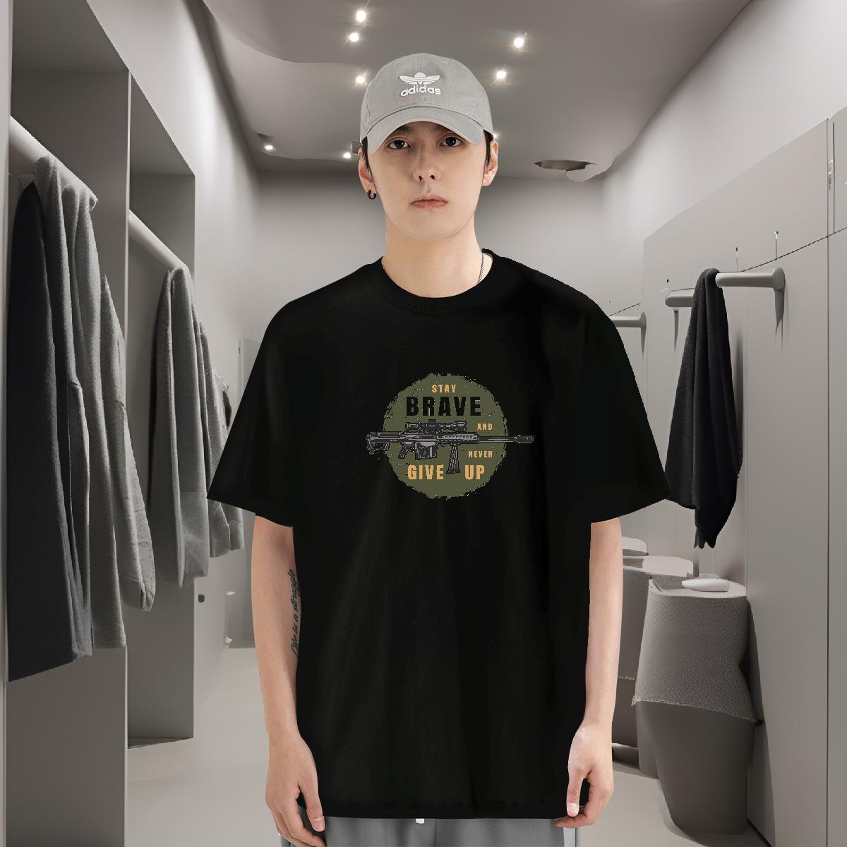 T Shirt For Man 230g Pure Cotton pistol Casual Breathable Short Sleeve Custom Big Size Couples T Shirts Fashion Design Soft Tops Shirt