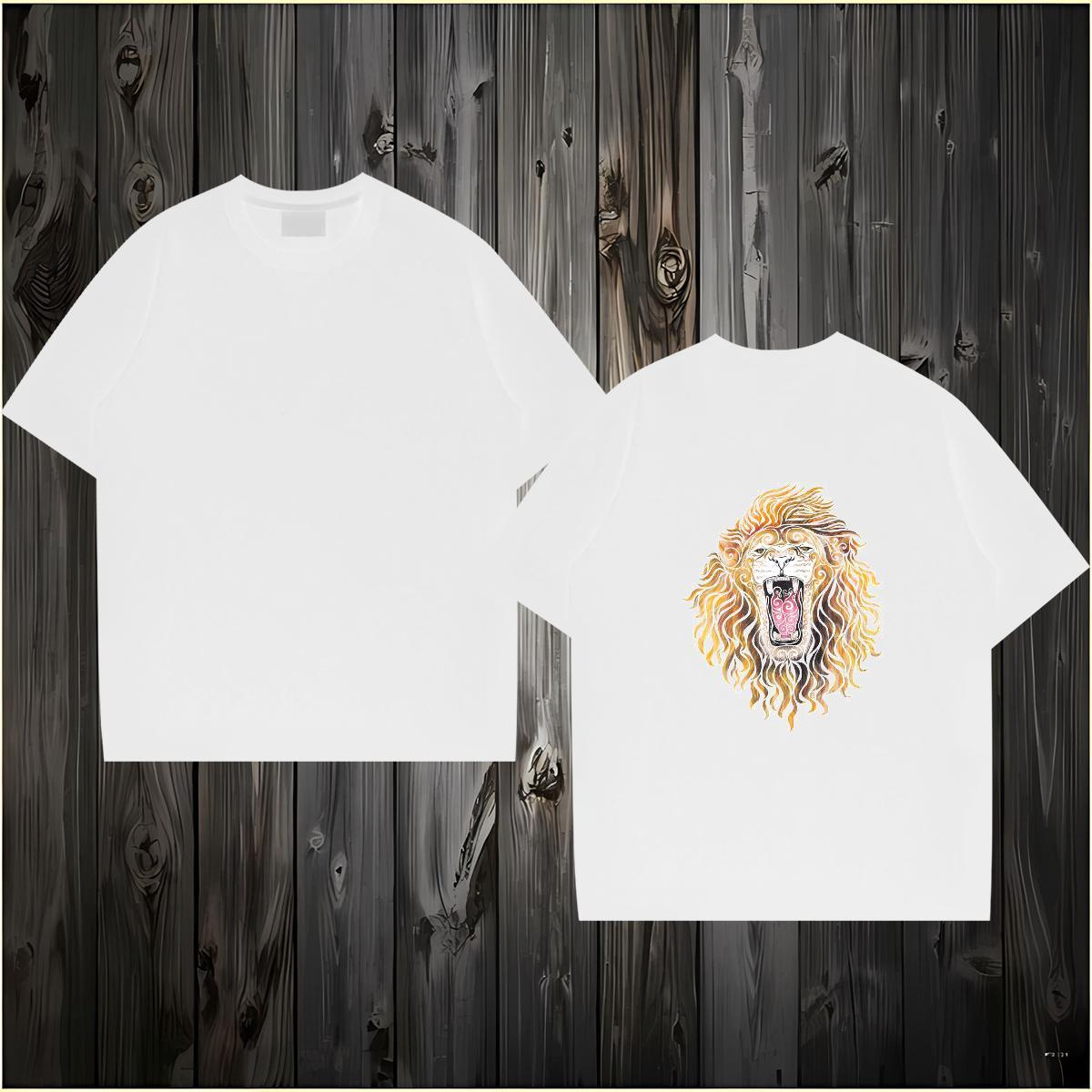 DIY Customized T Shirt For Man 230g Pure Cotton lion Street Wear Top Tees Crew Neck Brand Men Tshirts Custom Printed