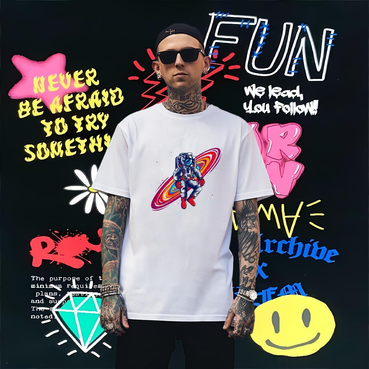 Mens T Shirts 230g 100% Cotton universe High Street Hip Hop Breathable Short Sleeve DIY Tshirt for Man Woman 2024 Designer High Quality Polos