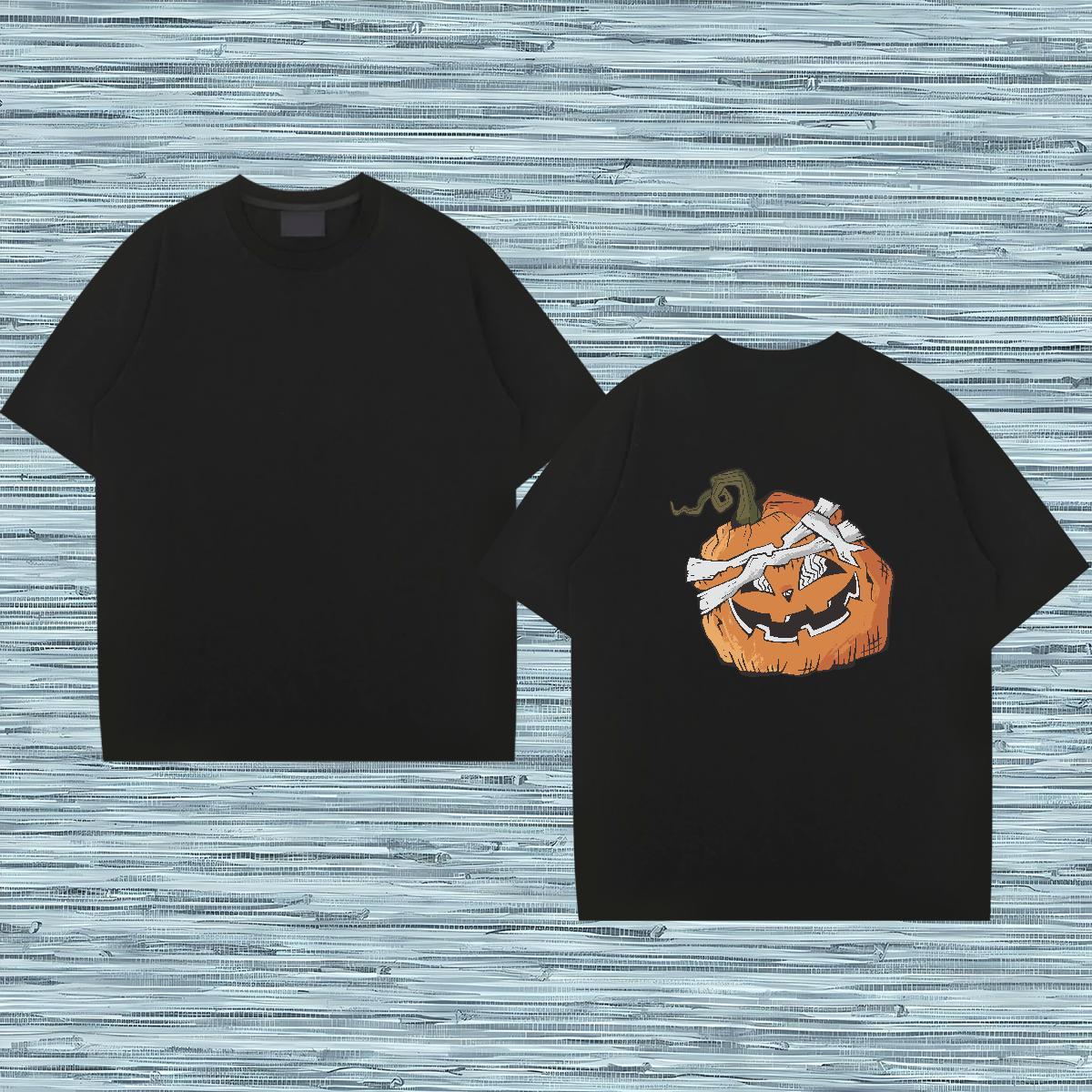 New T-Shirts 230g 100% Cotton Halloween Street wear Hip Hop Tees Short Sleeve O-Neck Popular Tshirts Anime