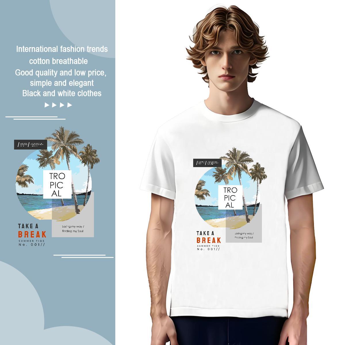 T shirt 230g 100% Cotton beach Daily Outfit Breathable Short Sleeve Graphic Tshirts Custom Loose Tops