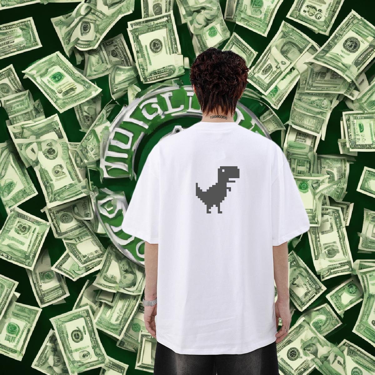 New Man T Shirts 230g Cotton dinosaur Spring Summer Clothes Breathable Soft Unisex Mens Tshirts Customized