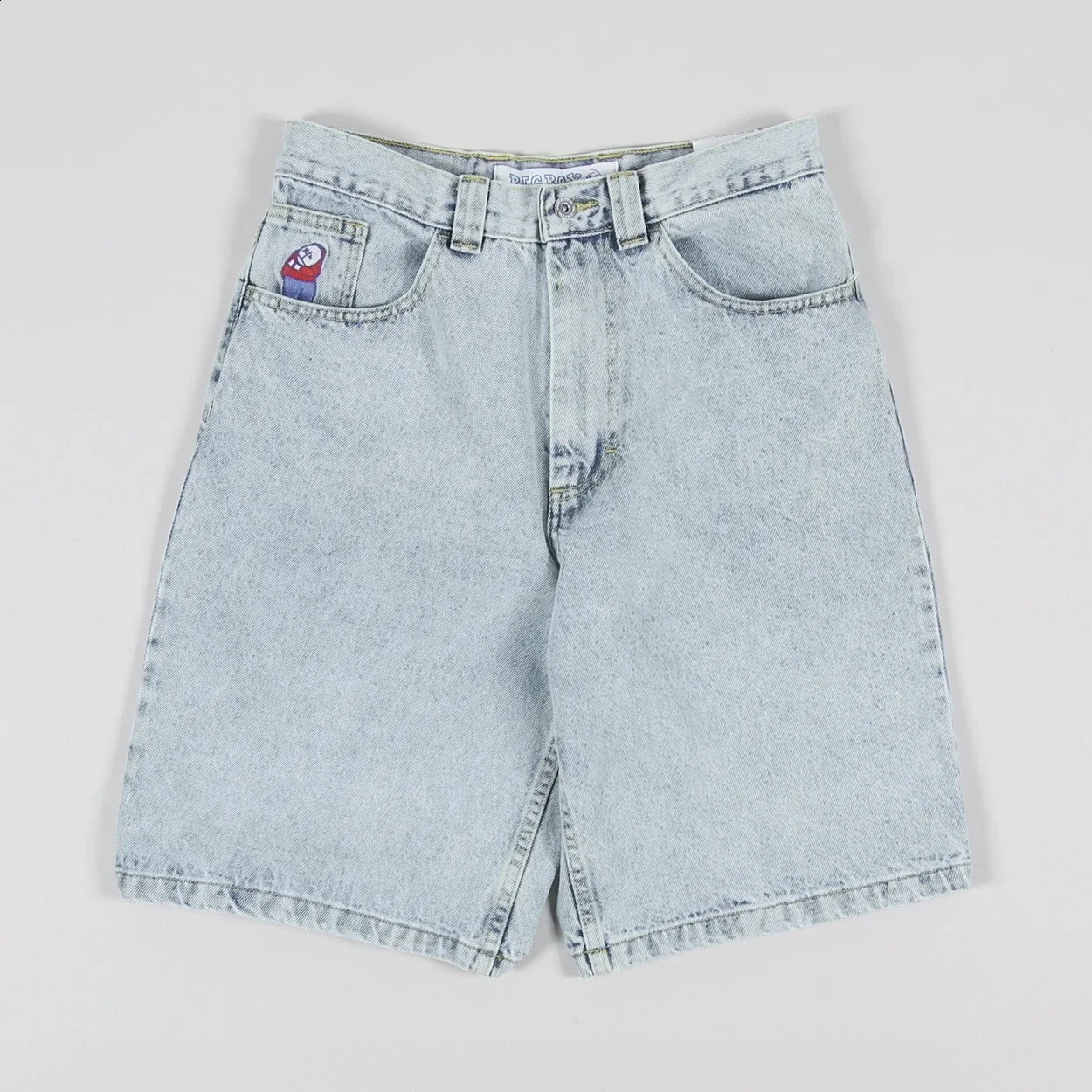 Hip Hop Cartoon Streetwear Polar Big Boy Shorts Y2K Pants Graphic Embroidery Retro Blue Denim Gym Men Basketball 240814
