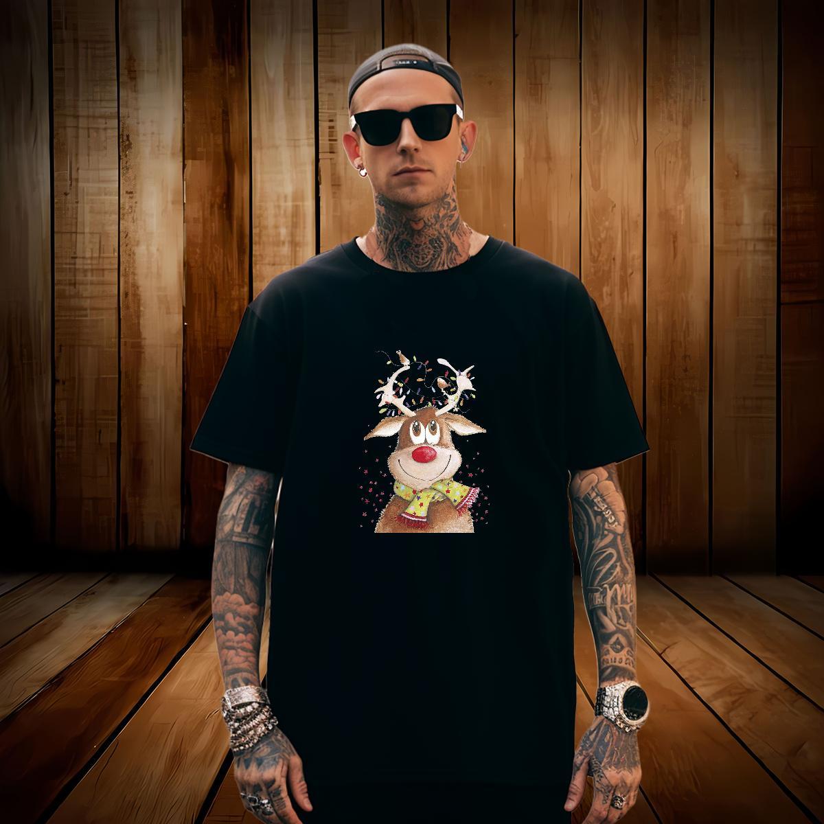 Man T Shirts 100% Cotton 230g Christmas Beach Breathable Crew Neck DIY Men Clothes T-Shirt New Arrival Wholesale Tee Shirt