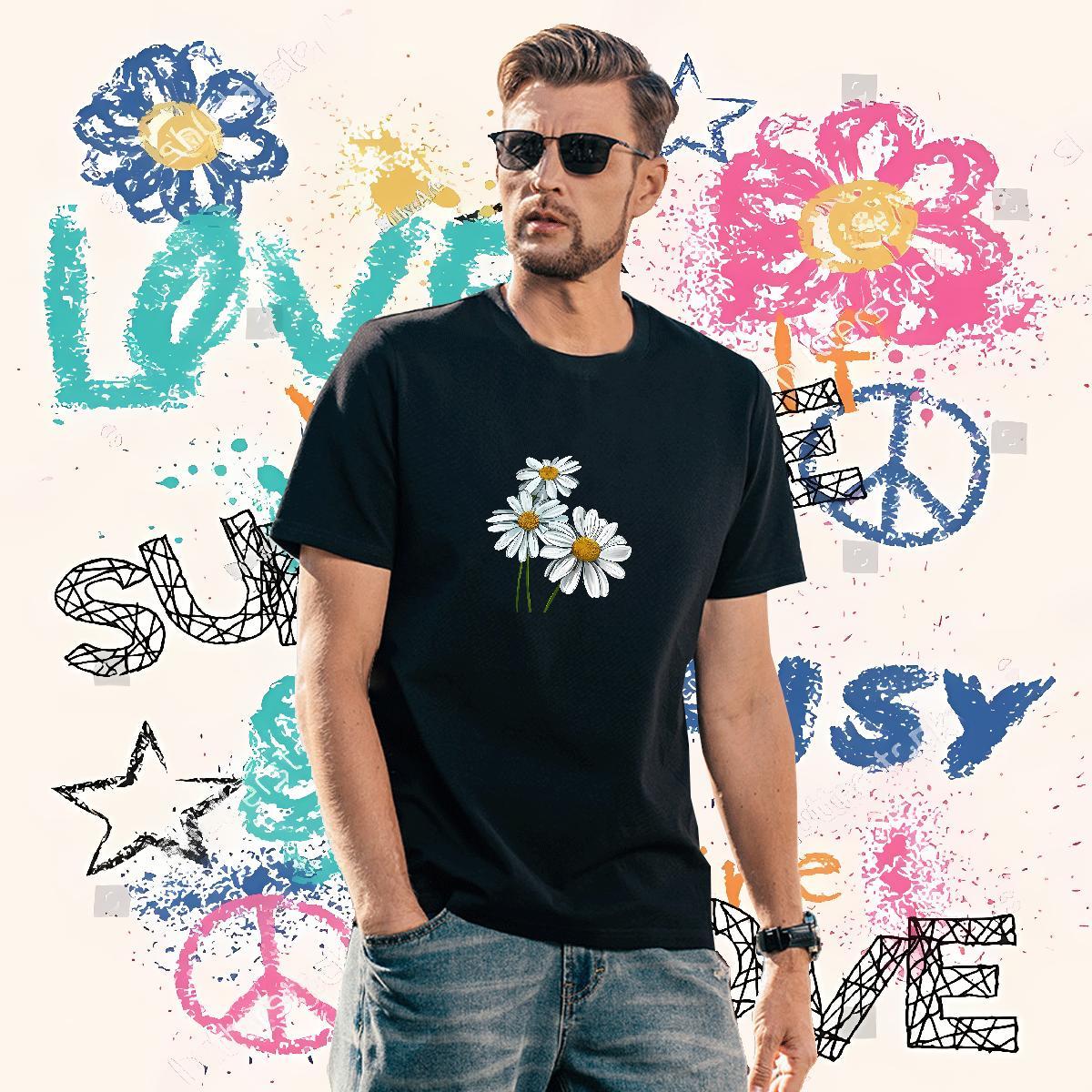 2024 New T-Shirts for Men 100% Cotton 230g flower Hip Hop Street Tees Shirts Short Sleeve O-Neck Wholesale Tshirt for Man Woman Skull