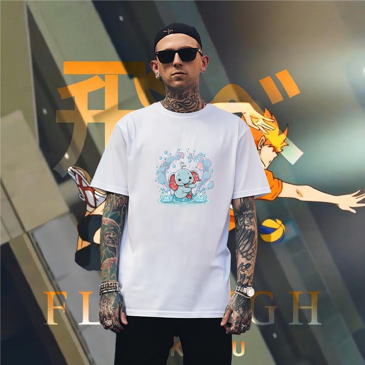 Mens T Shirts 230g Cotton Street Wear Crew Neck White Plus Size Men Tees Fashion Casual Loose Top Tees