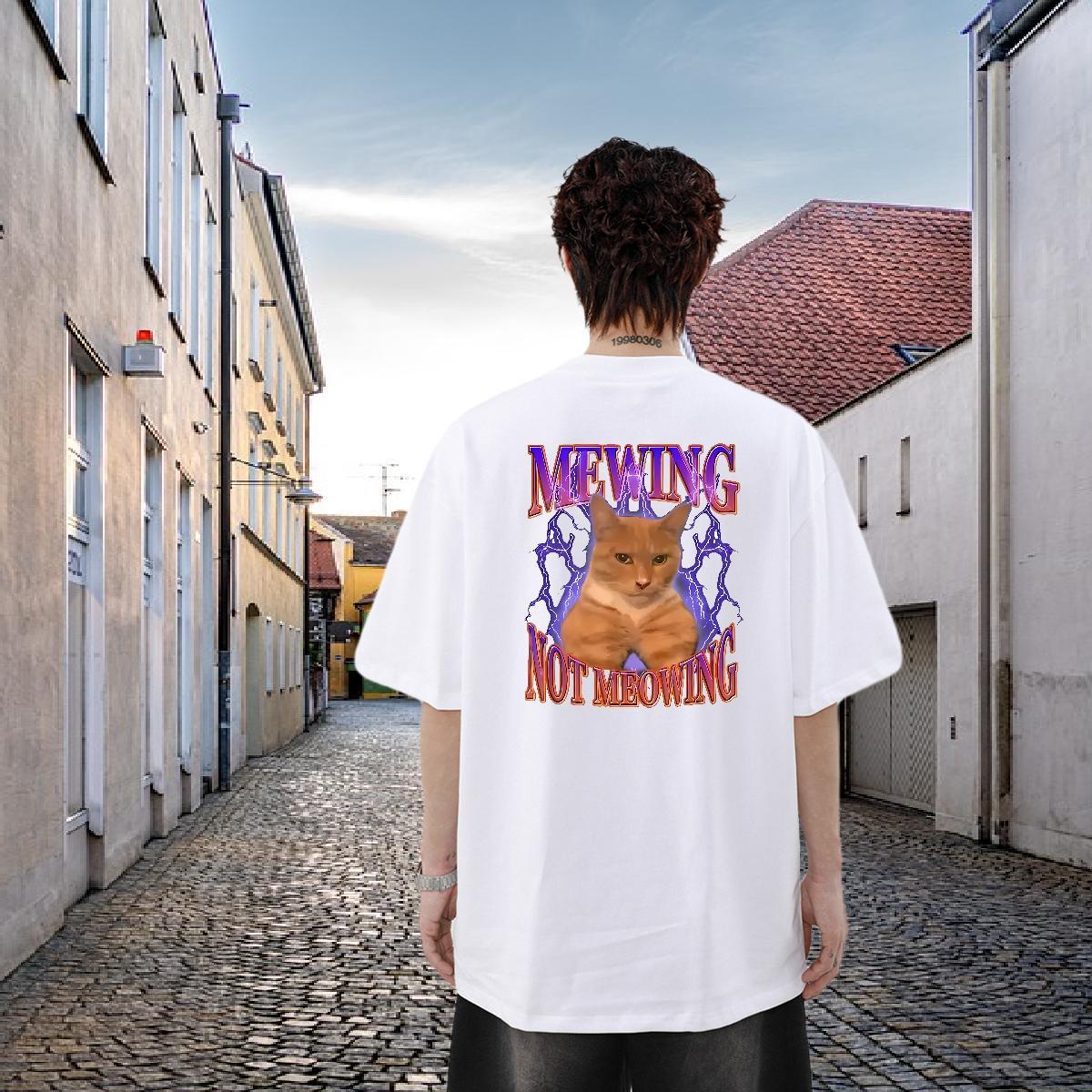 Fashion Casual T-Shirts 230g Cotton cat Home Outdoor Clothings Round Neck Short Sleeve Loose Tshirts Graphic