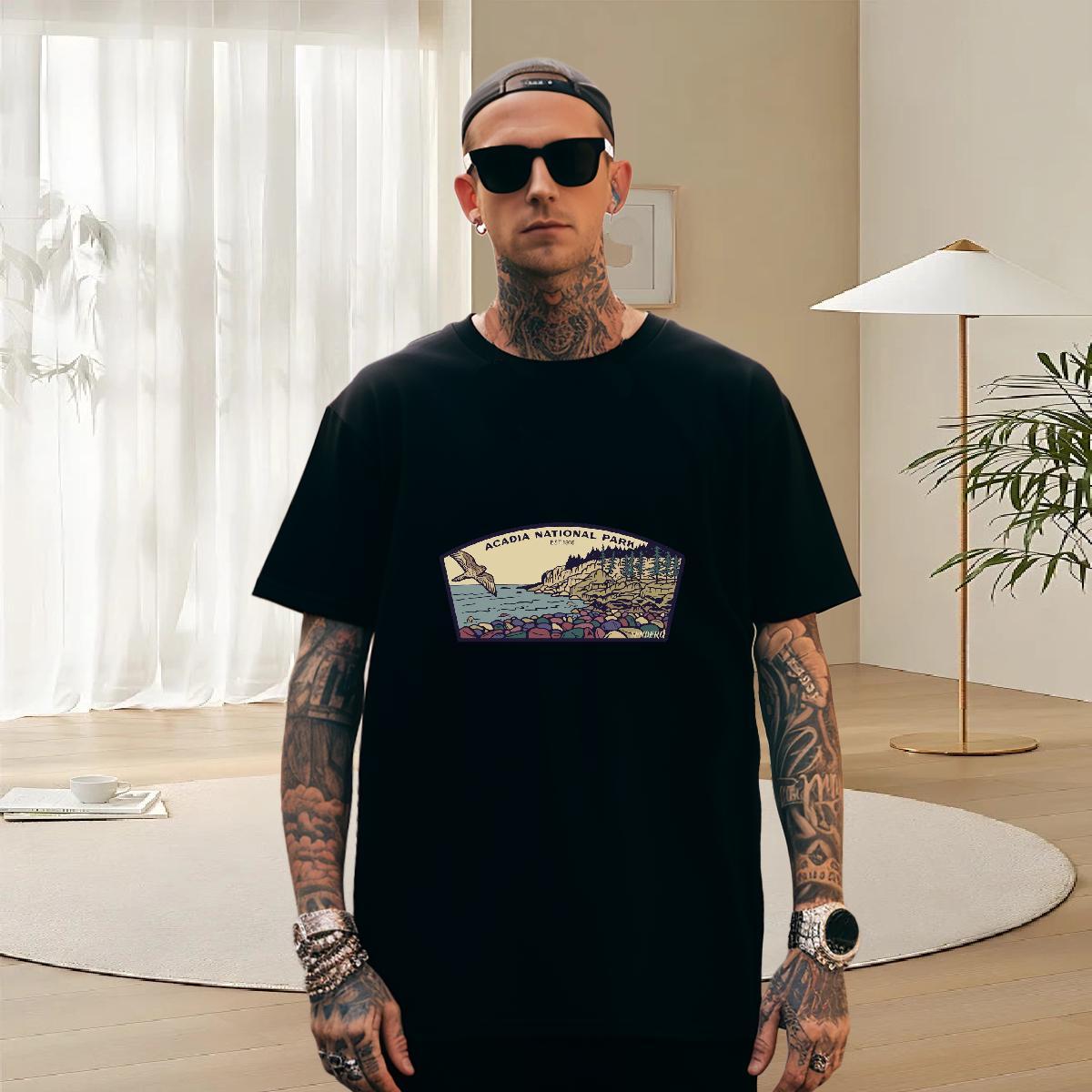 TOP Quality Couples T Shirts 230g Cotton Street mountains Oversized 4XL Short Sleeve Soft 2024 Summer Man T Shirts Tee Shirt