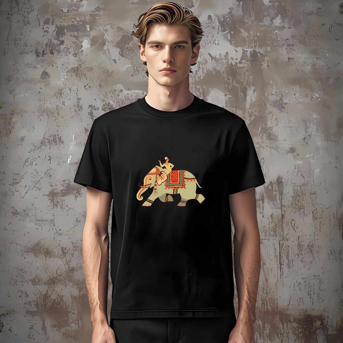 Custom Man T Shirts 230g 100% Cotton elephant Outdoor Wear Breathable Short Sleeve Cool Design Tshirt for Man Woman Asian Size