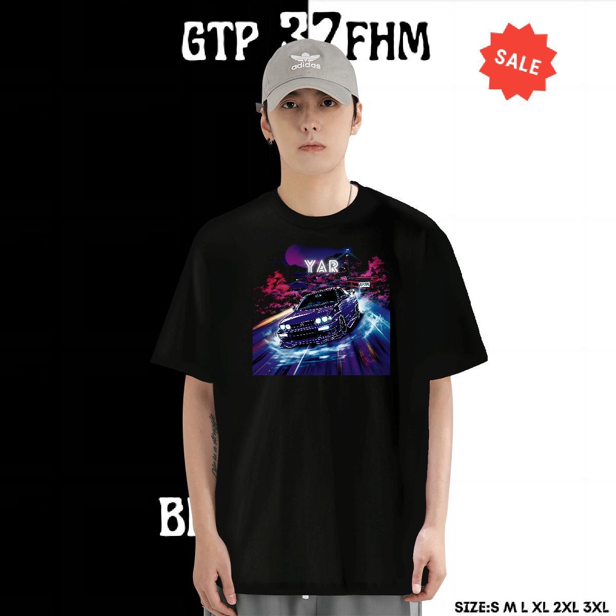 Free Shipping Couples T Shirts 230g Pure Cotton Street Casual car Cartoon Printing L-4XL Crew Neck Casual New T Shirts Men Tshirts