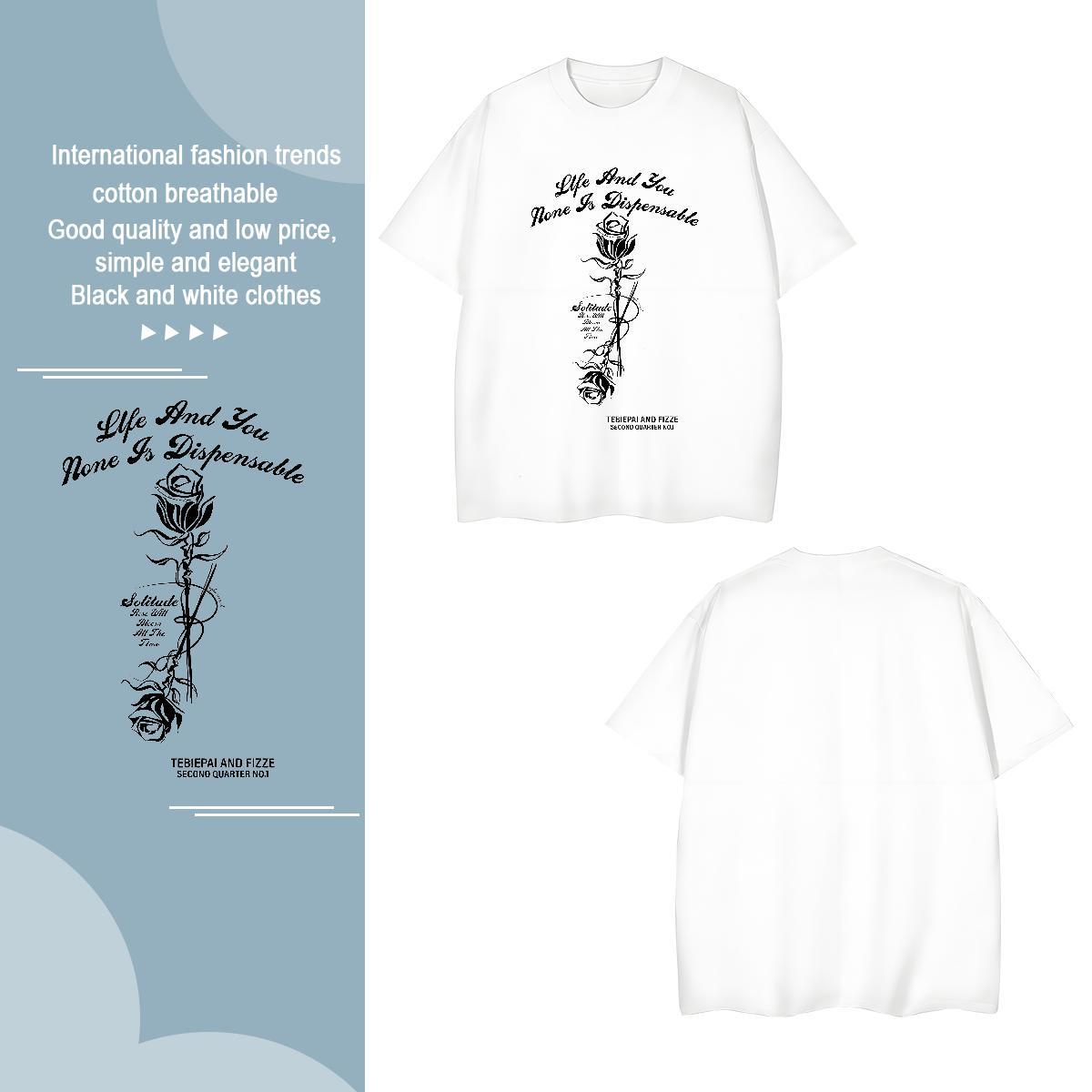 T shirt 100% Cotton 230g flower Home Outdoor Short Sleeve O-Neck Anime Print Tshirt for Man Woman Free Shipping Unisex Tops Tees