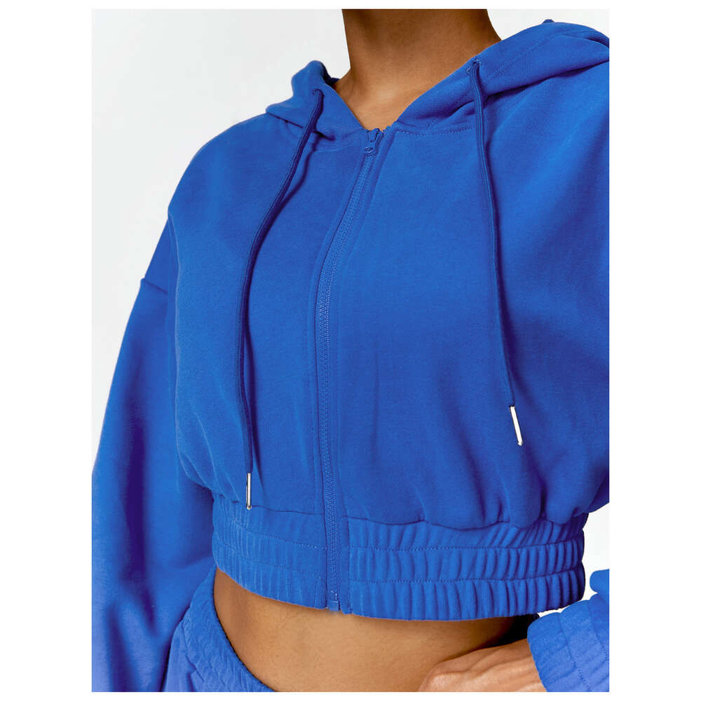 Women's outerwear, warm and casual, loose long sleeved zipper sweatshirt, hooded fitness sweatshirt