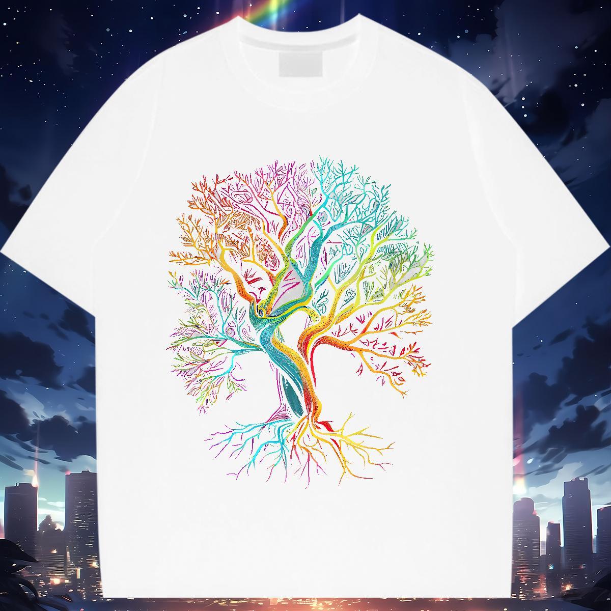 Designer Nice T-Shirts Breathable Soft Lady T shirt Cartoon Anime tree Spring Summer 230g Cotton Stylist Tees Shirts