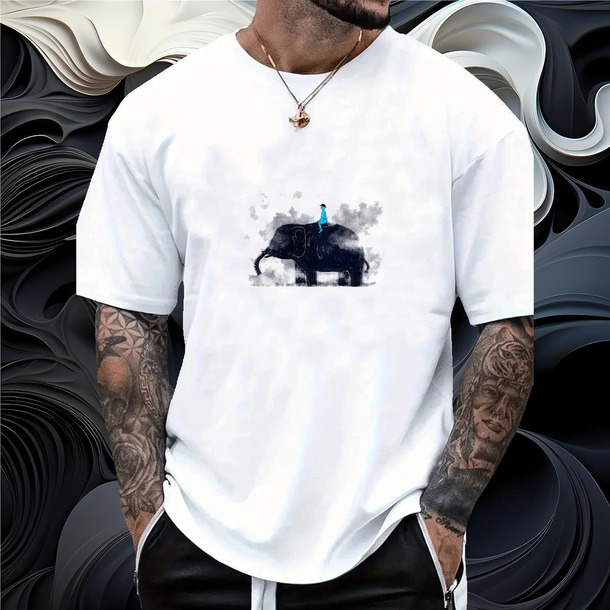 Fashion T Shirt For Man 230g 100% Cotton Elephant Casual Daily Wear Tops Breathable Soft Brand Couples T Shirts Custom Big Size