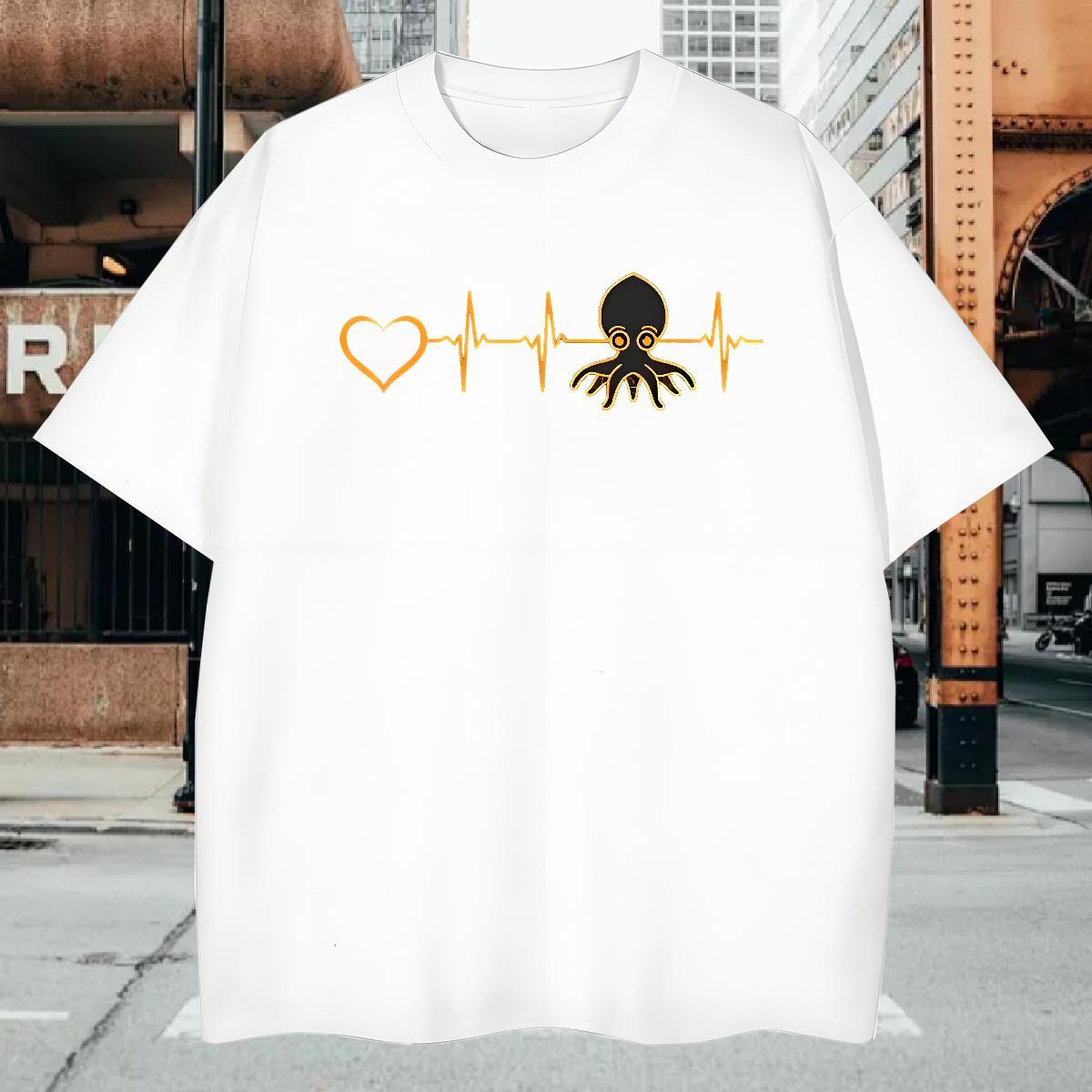 Mens T Shirts 230g Cotton heart Casual Beach Crew Neck Breathable Plus Size Custom Tshirts DIY Loose Top Tees