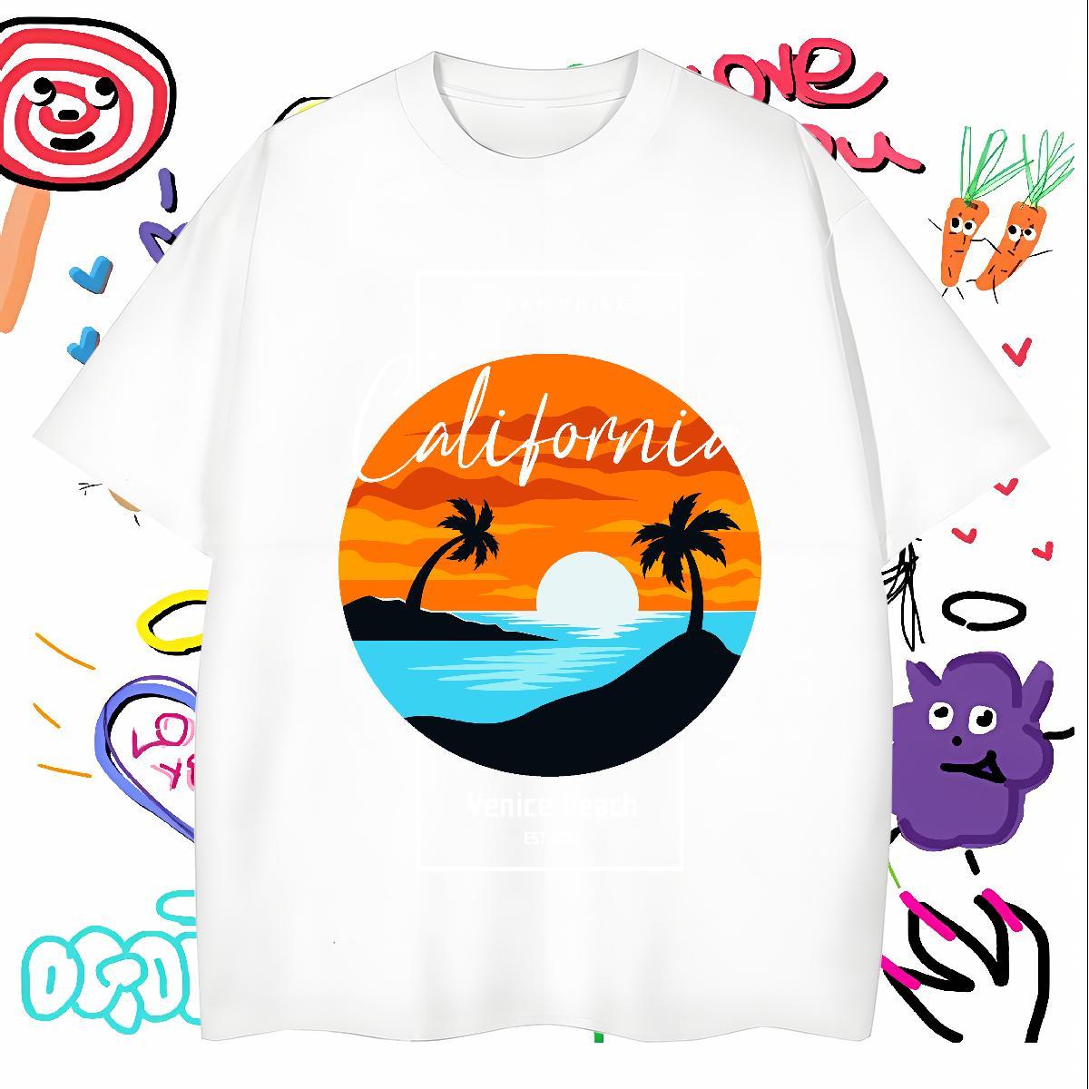 T Shirts Men 230g Pure Cotton tree High Street Hip Hop Breathable Short Sleeve Oversized 3XL 4XL Tshirt for Man Woman Fashion Casual Comfortable Cloth