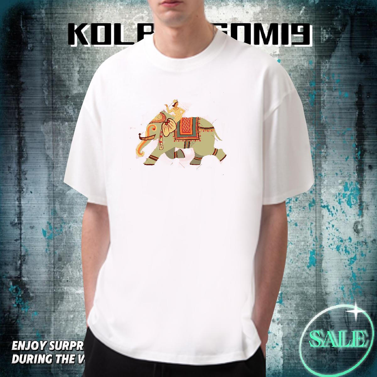 Designer Couples T Shirts 230g Pure Cotton Outdoor elephant Anime Print Breathable Crew Neck Casual New T-Shirts for Men Clothes