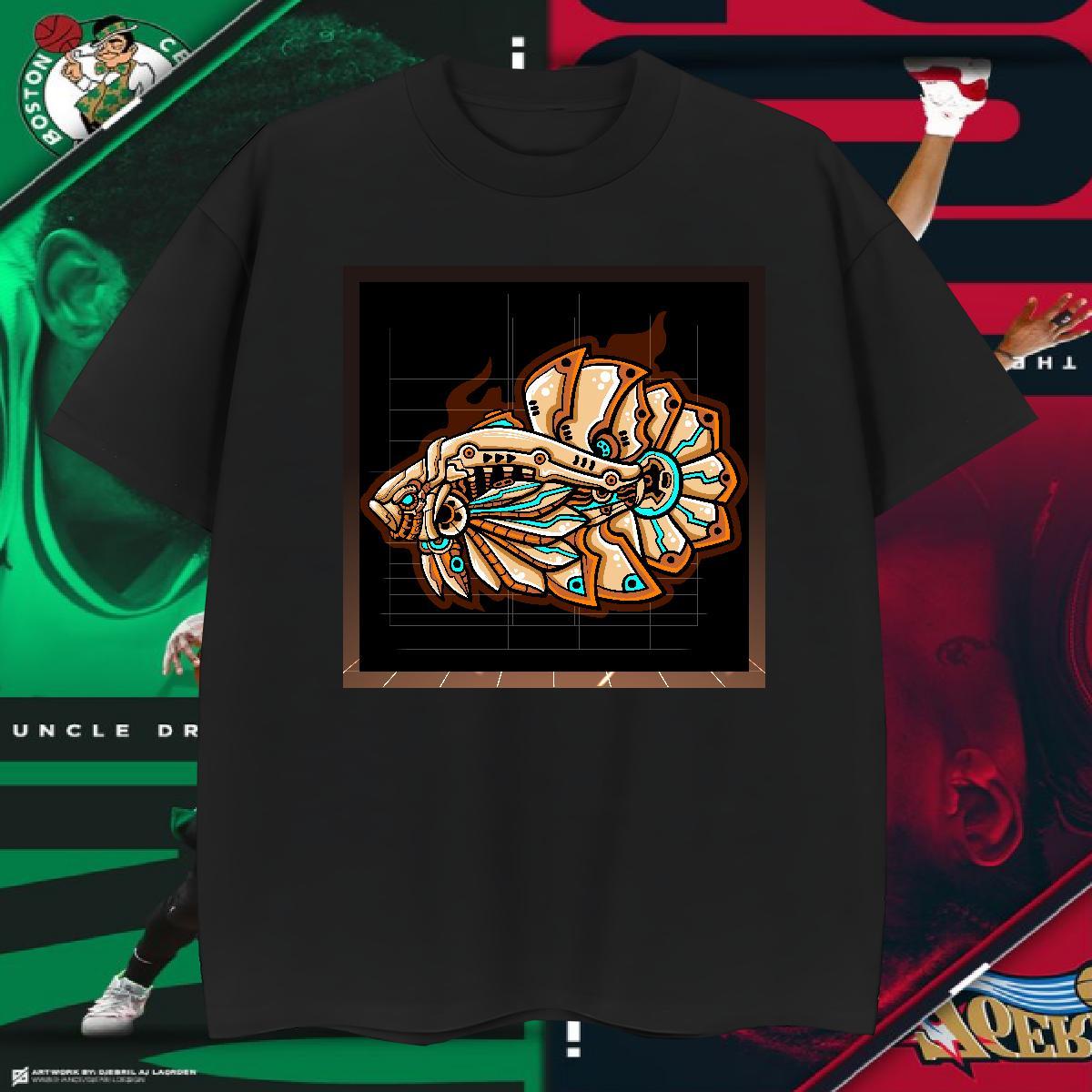 Wholesale Men Tshirts 100% Cotton 230g Robotic fish T-Shirts Street Crew Neck Breathable White Plus Size 2024 New Tees