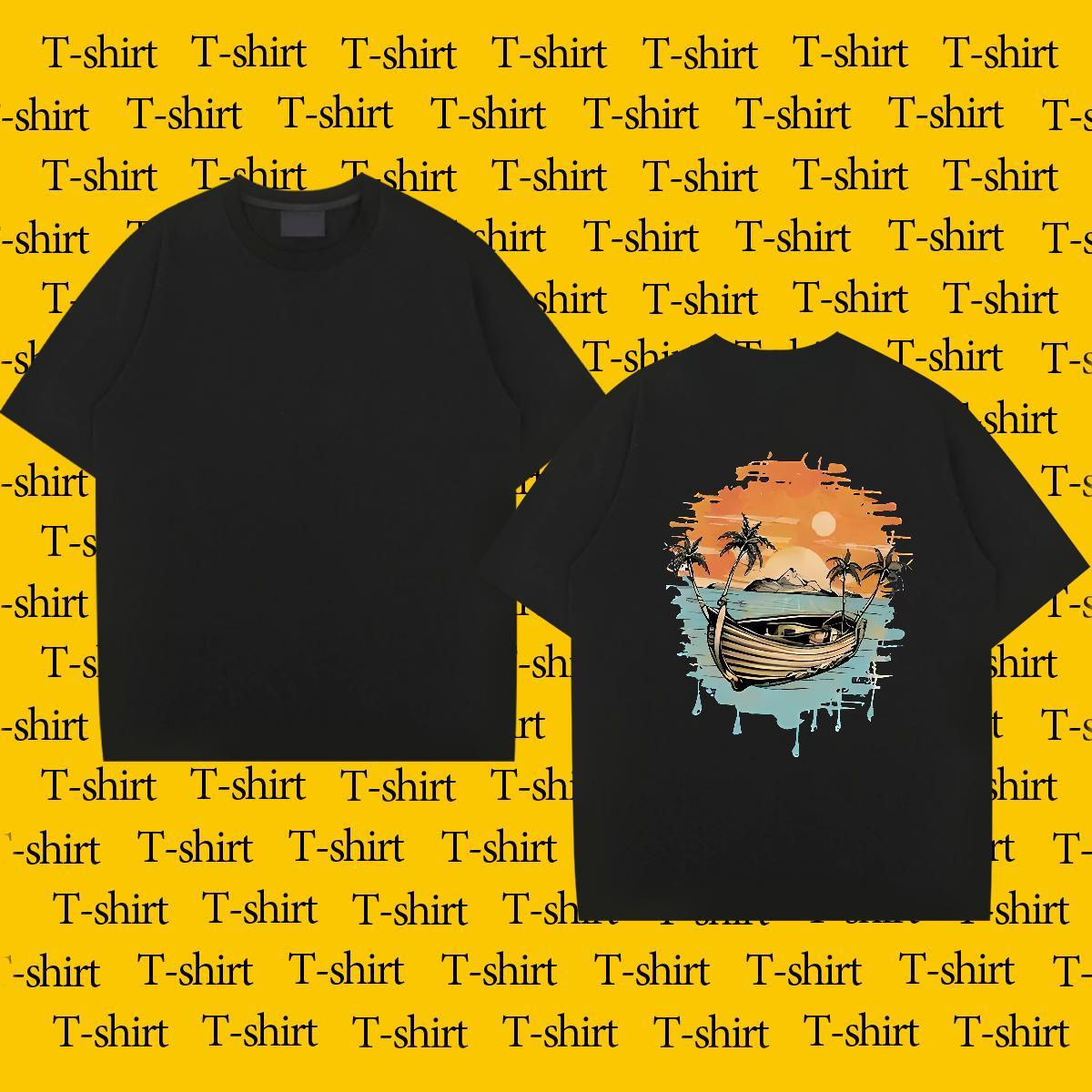 Designer T Shirts Men 100% Cotton 230g boat Home Outdoor Top Tees Crew Neck Cool Design Men Tshirts Custom Printed