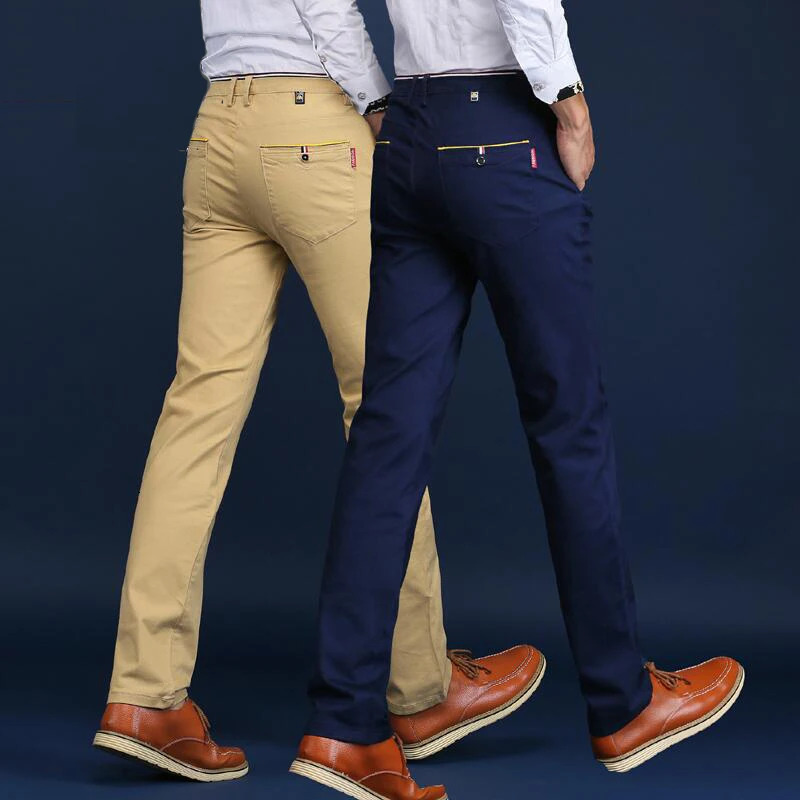 Men Pants Classic Style Cotton Elastic Slim Fit Office Trouser Business Casual Solid Straight Suit Pant Mens Clothing 240806