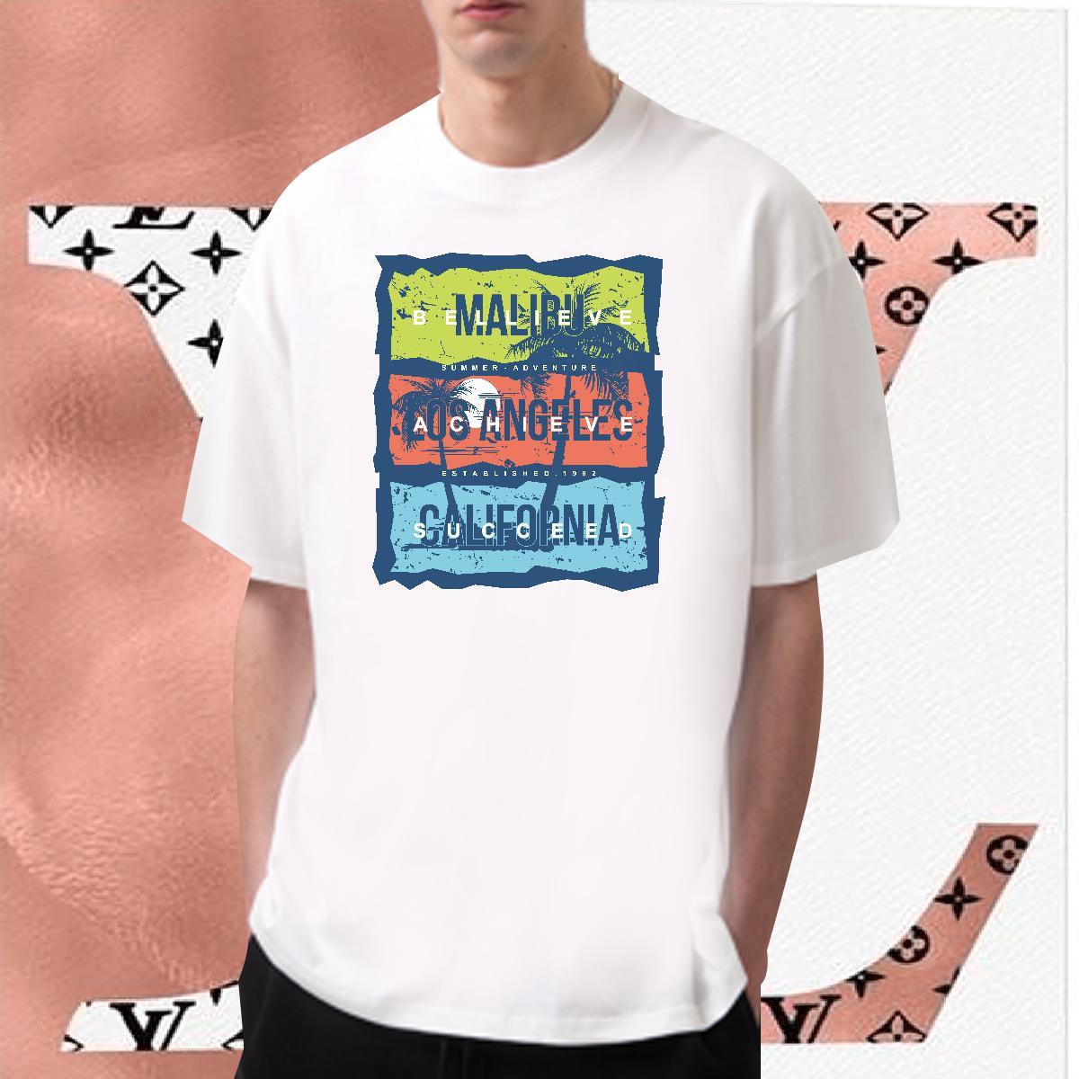 2024 Summer T-Shirts 230g 100% Cotton tree Sport Tops Breathable Popular Men Tees Black White