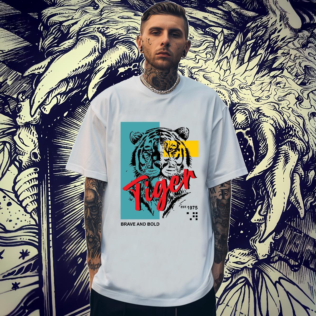 Brand Men Tops Tees 100% Cotton 230g Outdoor Floral Print Breathable Soft Casual New Man T Shirts Polos